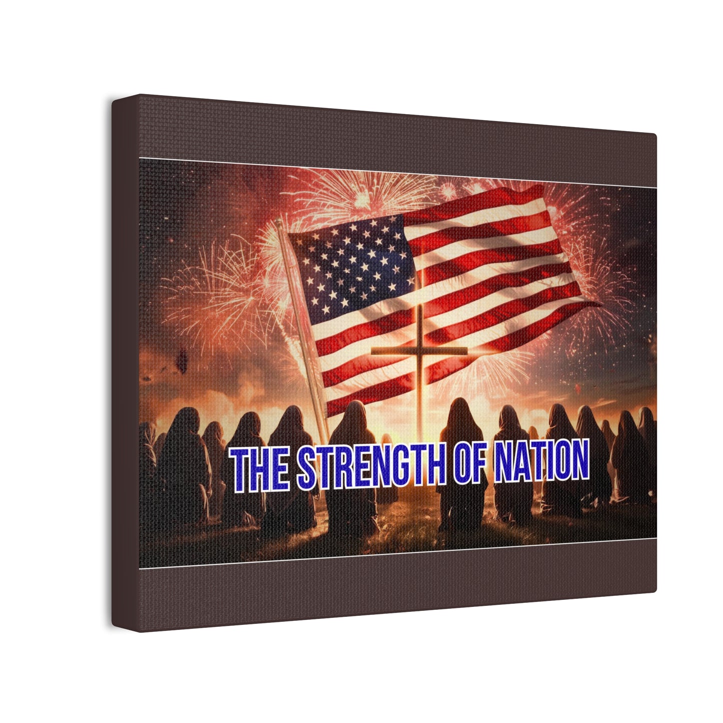 Patriotic Canvas Wall Art – “The Strength of Nation” American Flag with Fireworks