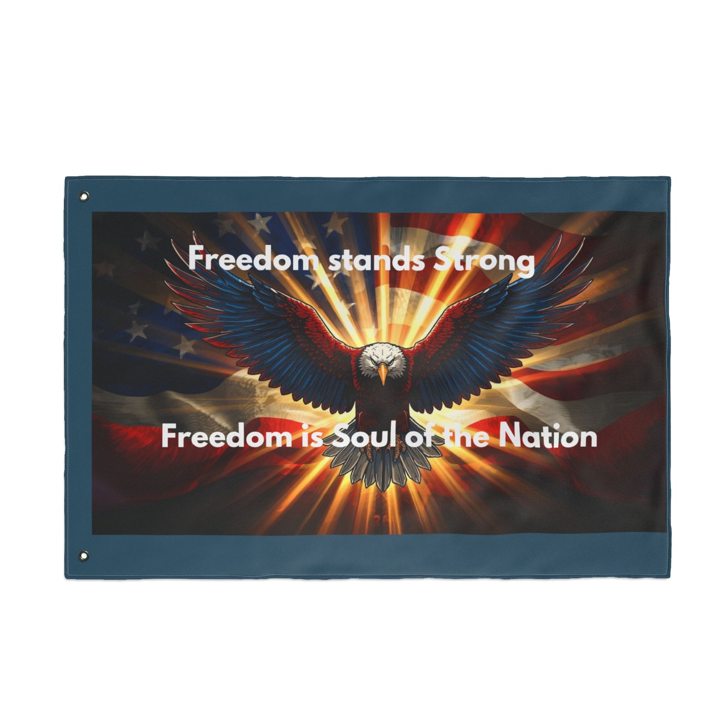 Freedom Stands Strong Double-Sided Patriotic Flag — Eagle & American Flag Design