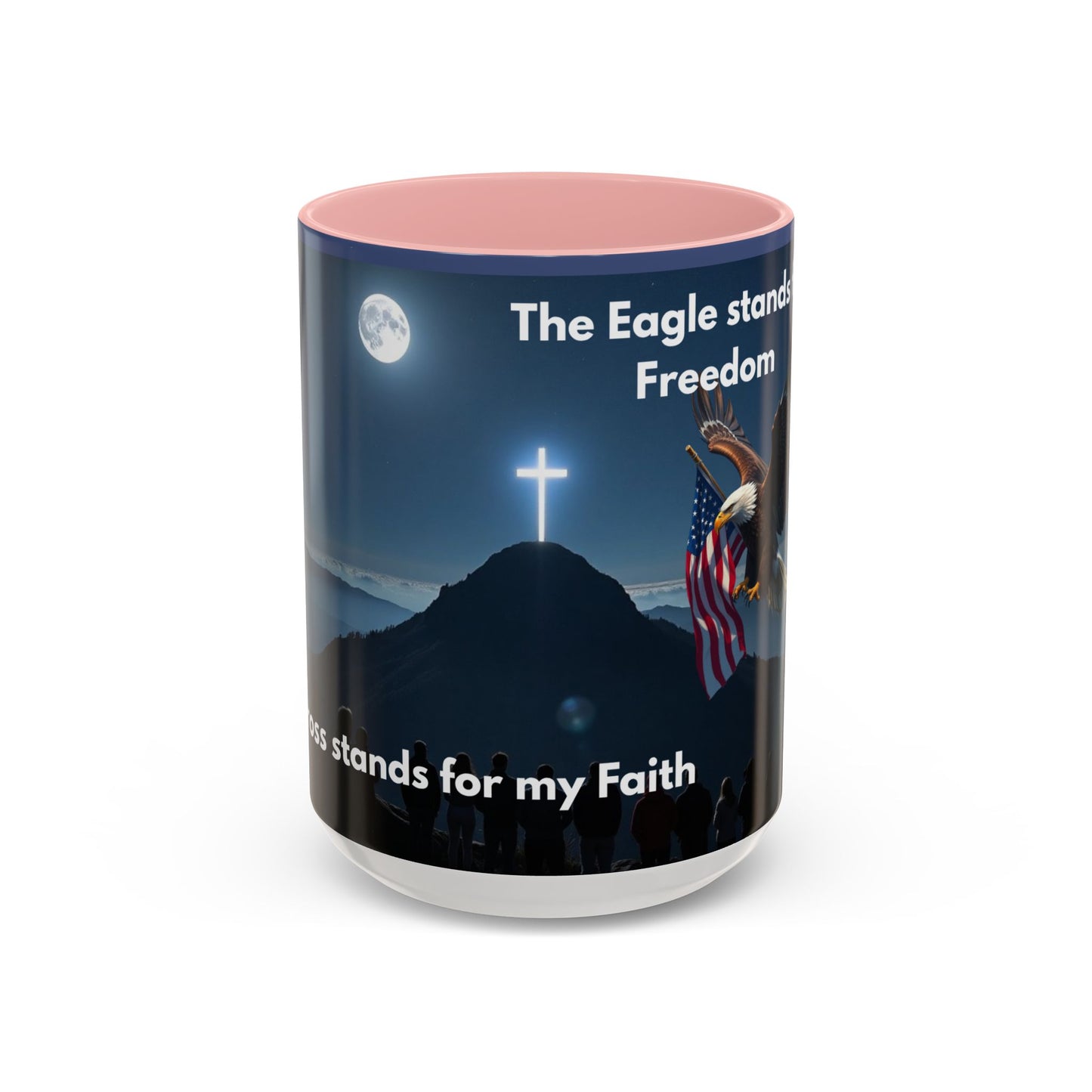 Patriotic Faith Coffee Mug — 'The Eagle Stands for Freedom' 11/15oz Accent Mug