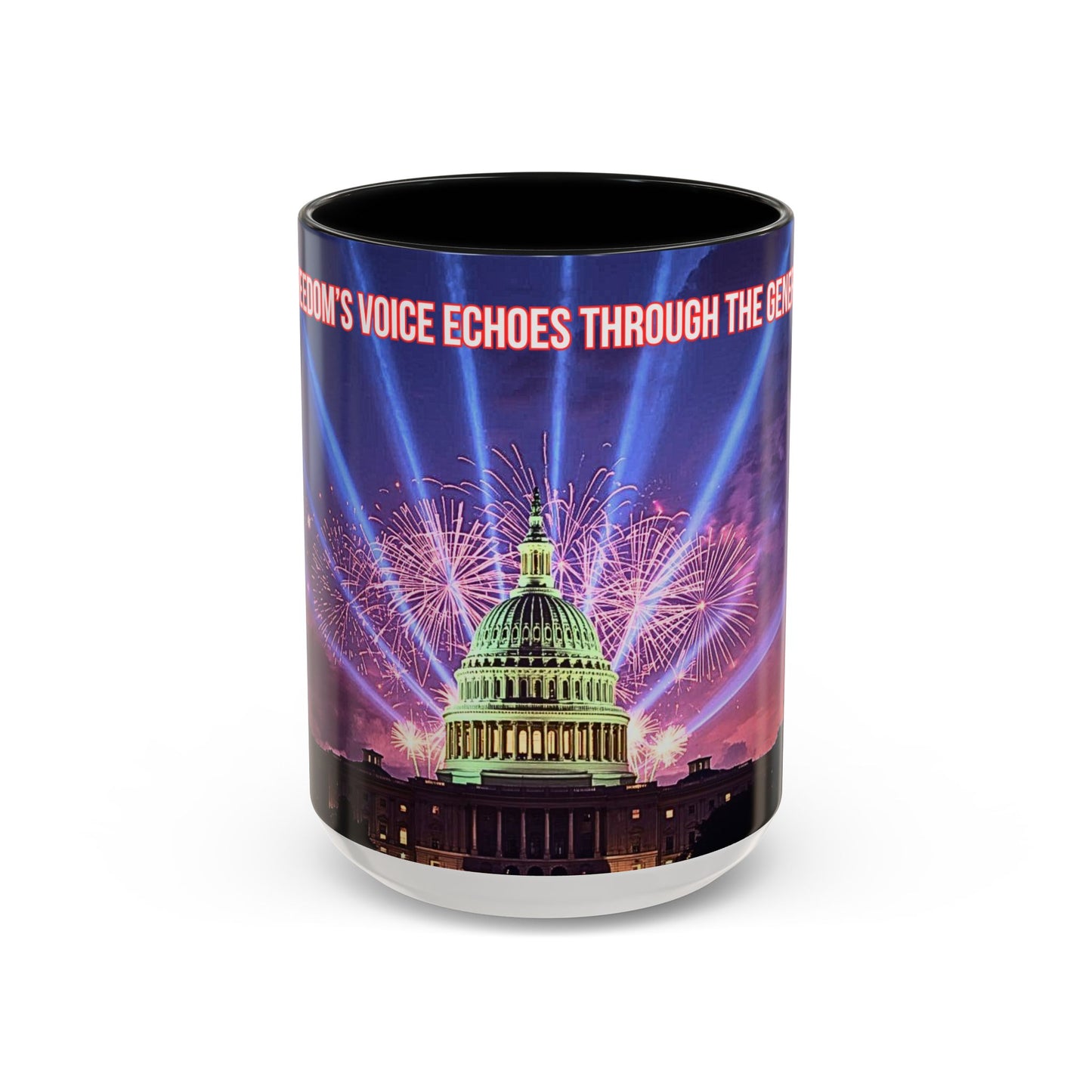 Capitol Fireworks Accent Coffee Mug — Patriotic Washington D.C. Skyline