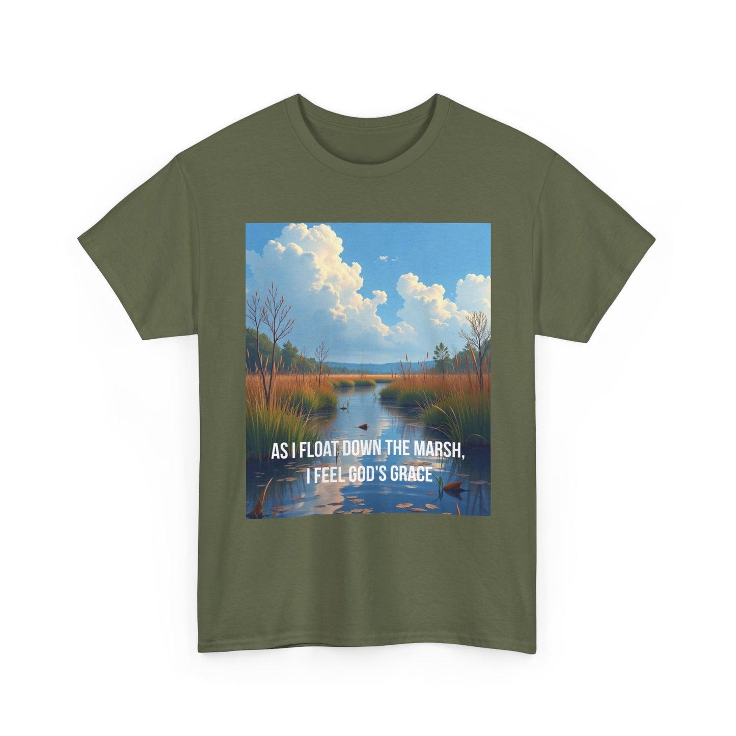 Marsh Landscape Tee — "As I Float Down the Marsh, I Feel God’s Grace"