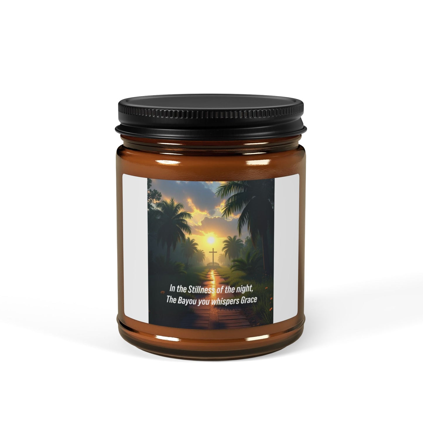 Tropical Sunset Soy Candle — Amber Jar Scented Candle with Uplifting Quote