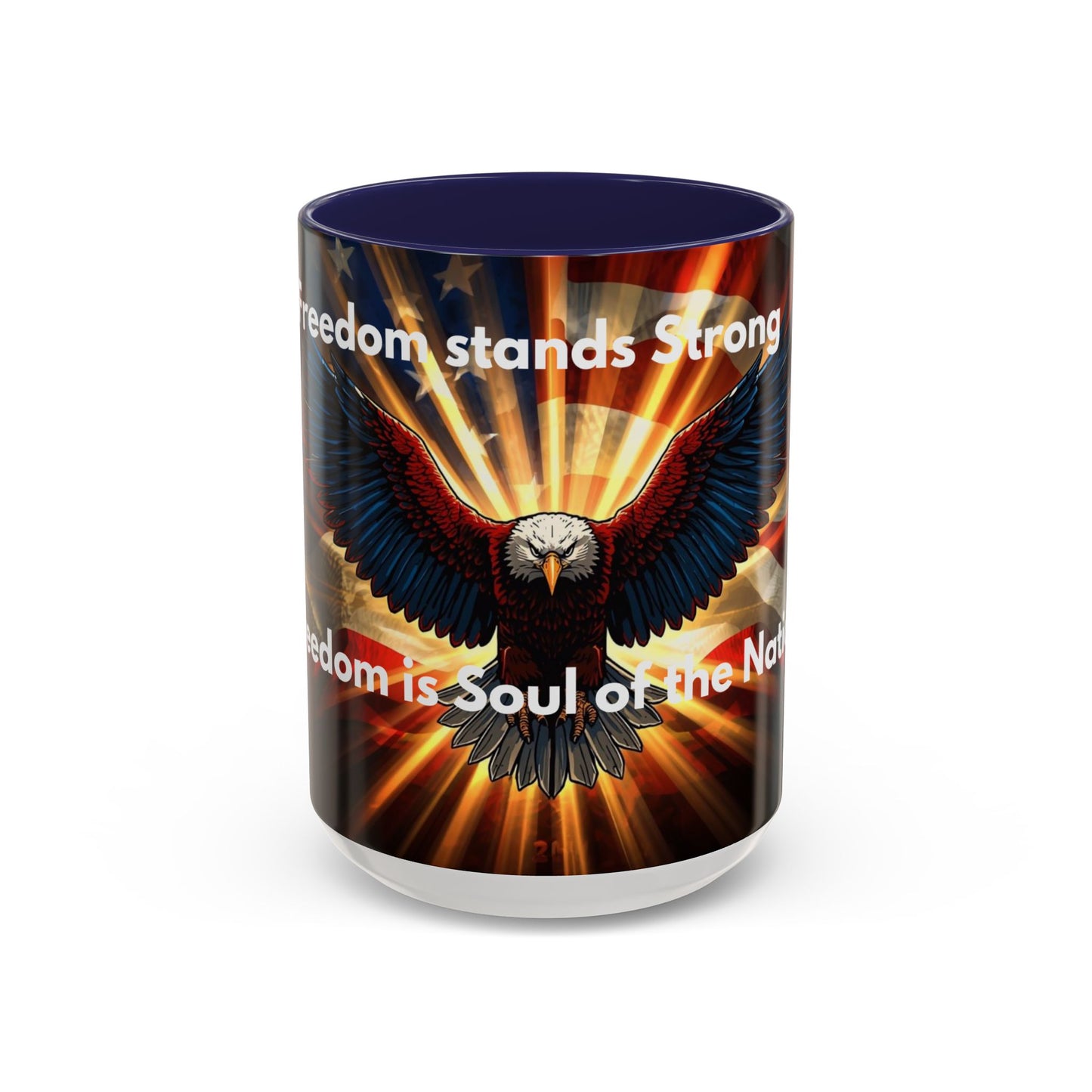Patriotic Eagle Coffee Mug — "Freedom Stands Strong" Accent 11/15oz