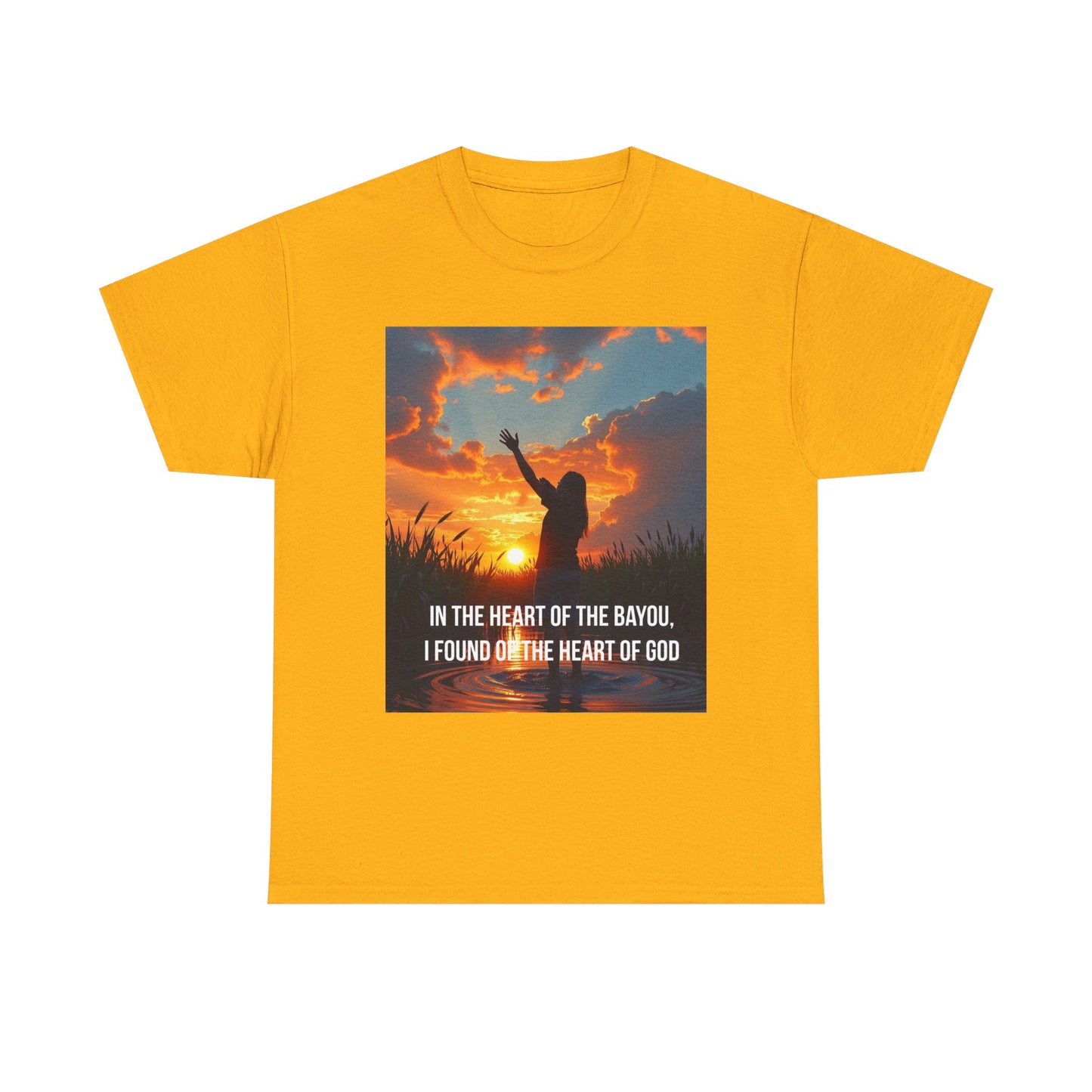 Bayou Sunrise Faith T-Shirt — "In the Heart of the Bayou, I Found the Heart of God" Christian Tee