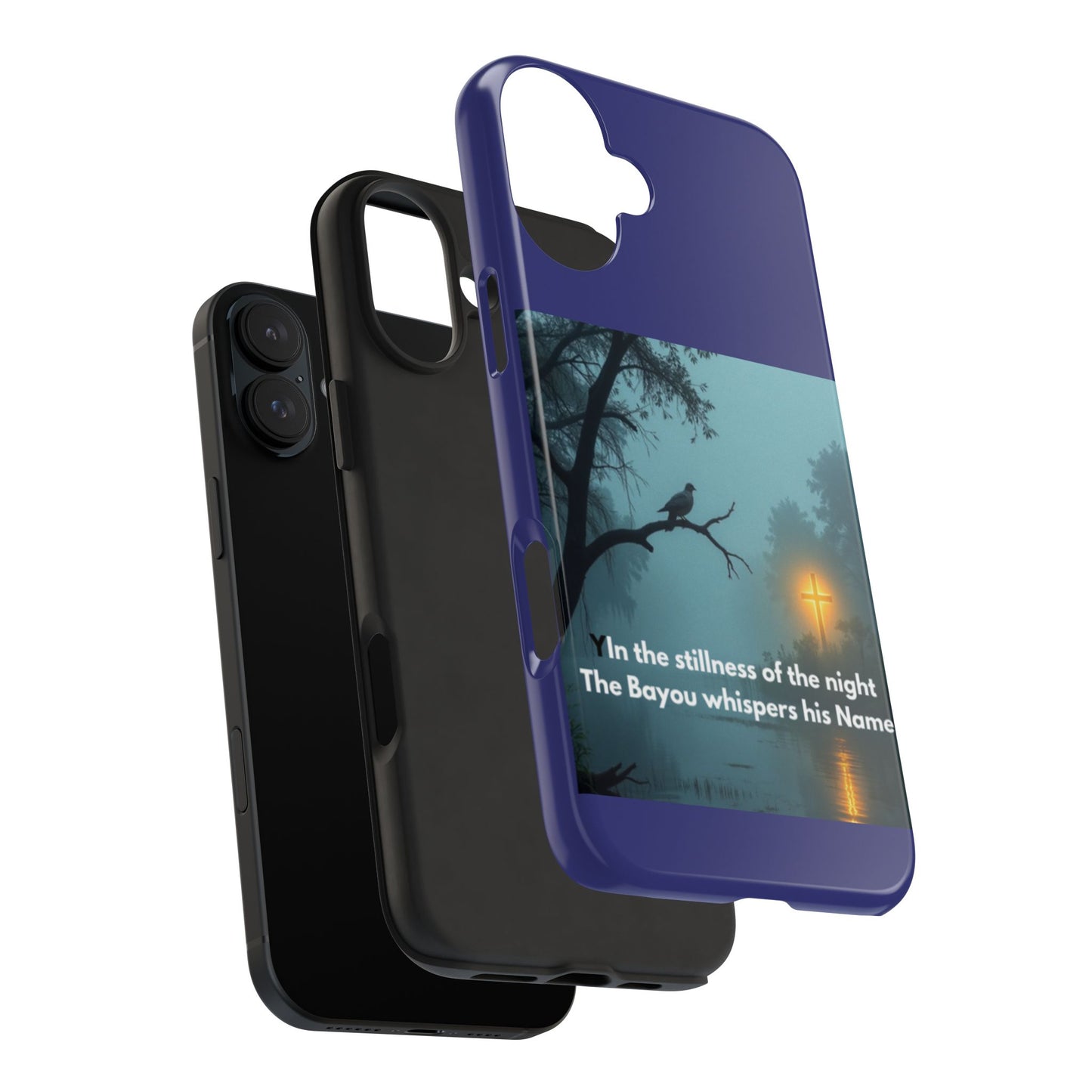 Tough Phone Case — 'In the stillness of the night the Bayou whispers his Name' Moody Bayou Cross Design