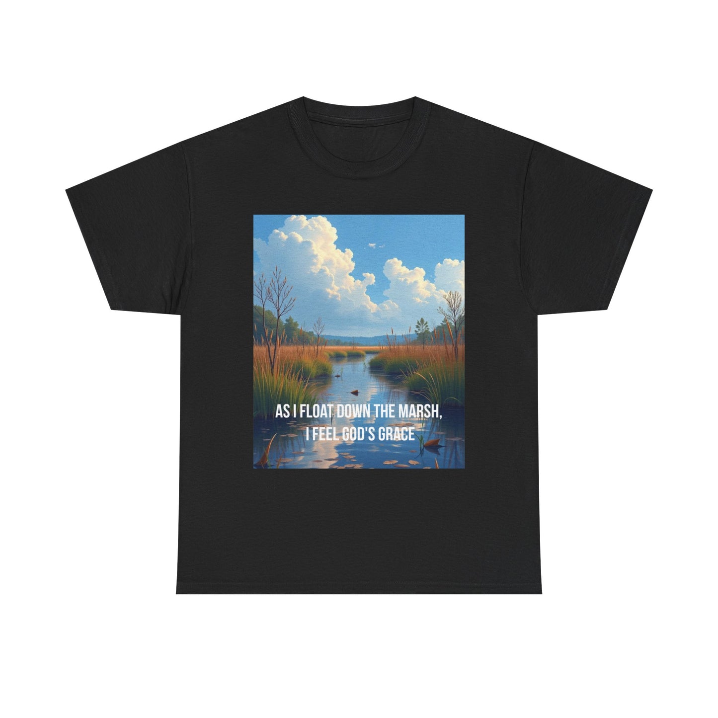 Marsh Landscape Tee — "As I Float Down the Marsh, I Feel God’s Grace"