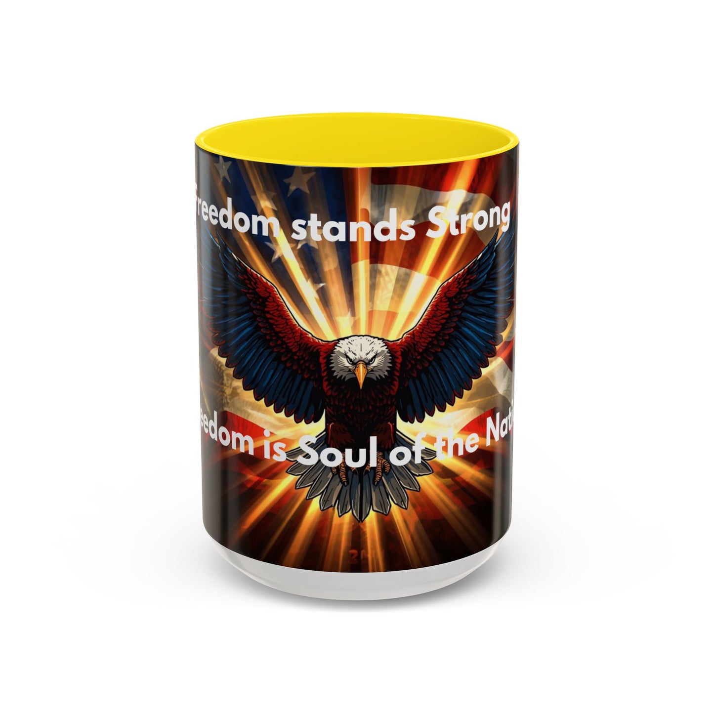 Patriotic Eagle Coffee Mug — "Freedom Stands Strong" Accent 11/15oz
