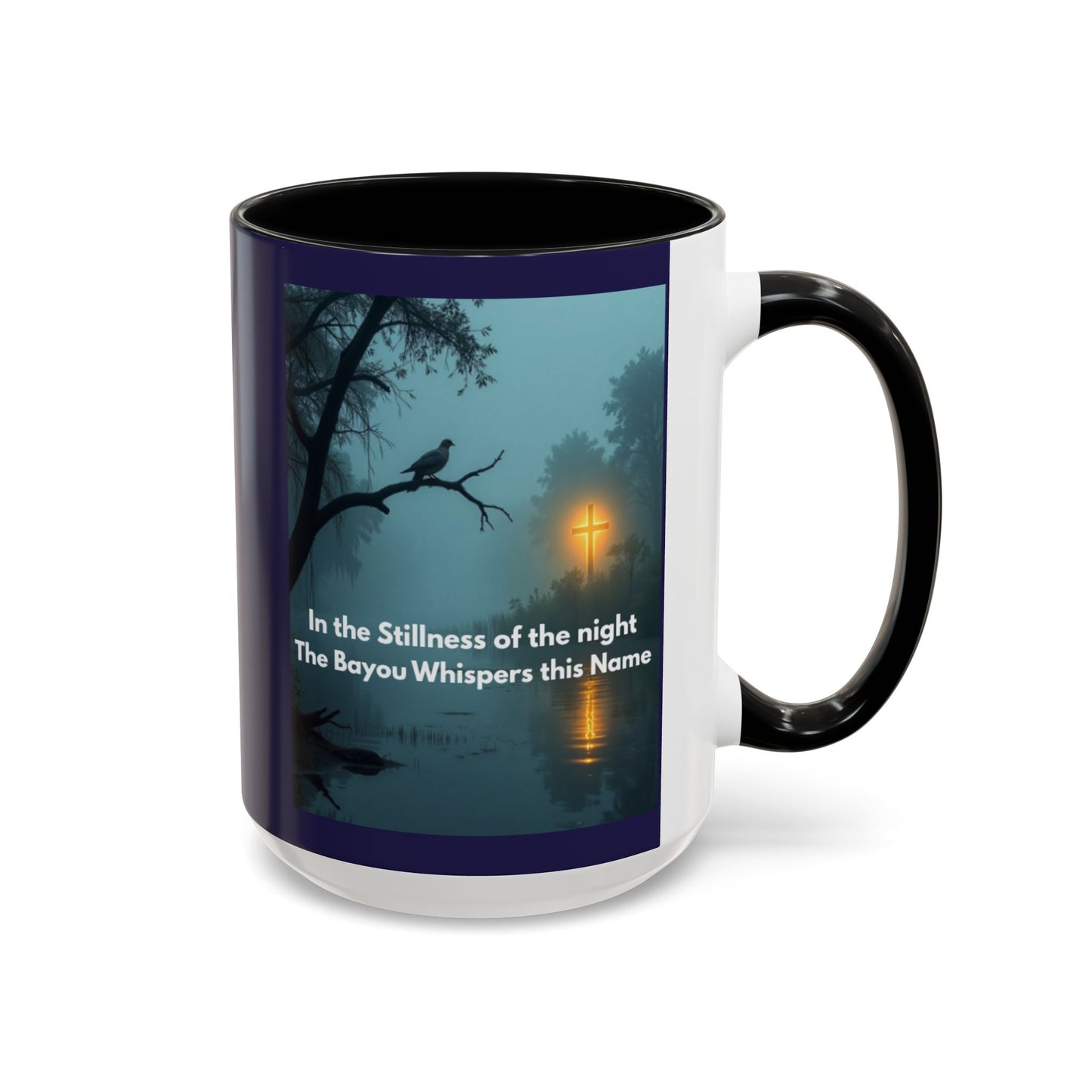Accent Coffee Mug — Bayou Night Scene with Poetic Quote (11/15oz)
