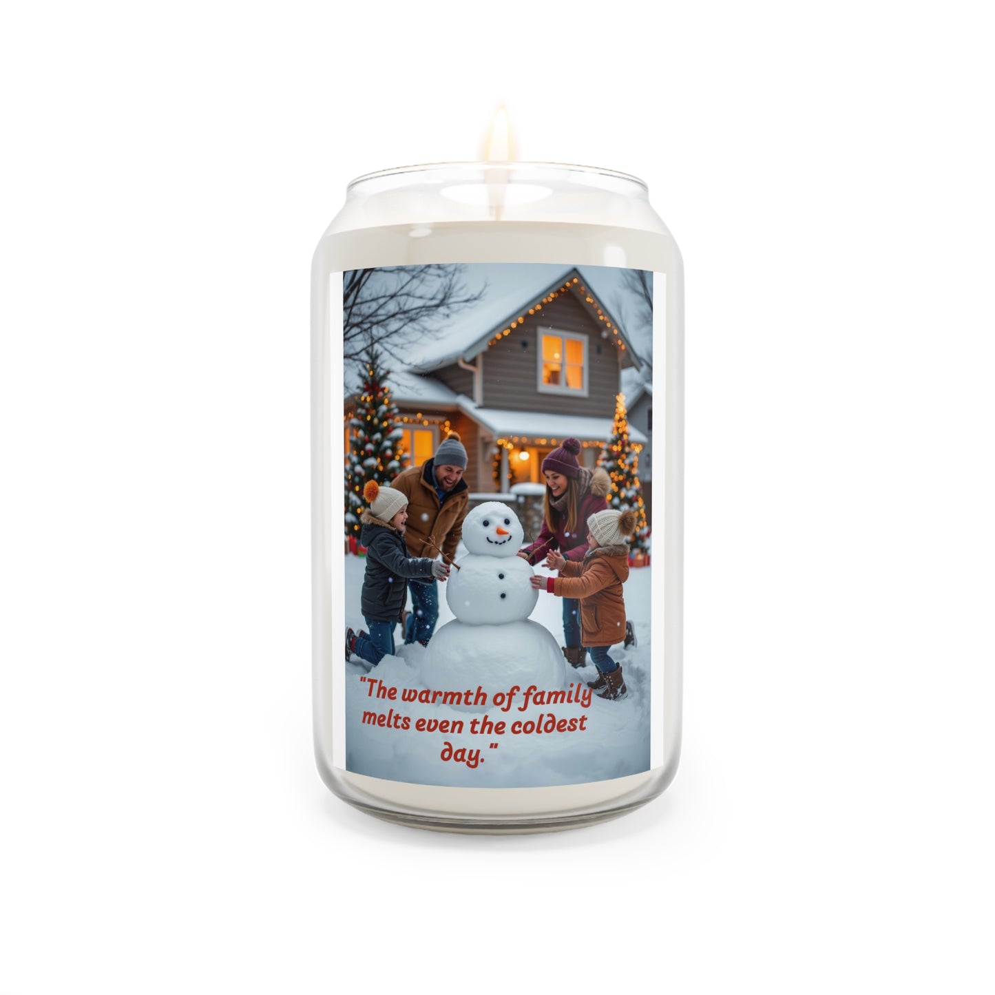 Scented Soy Candle - Warmth of Family, Cozy Winter Decor, Holiday Gift, Aromatherapy Candle, Snowman Theme  162