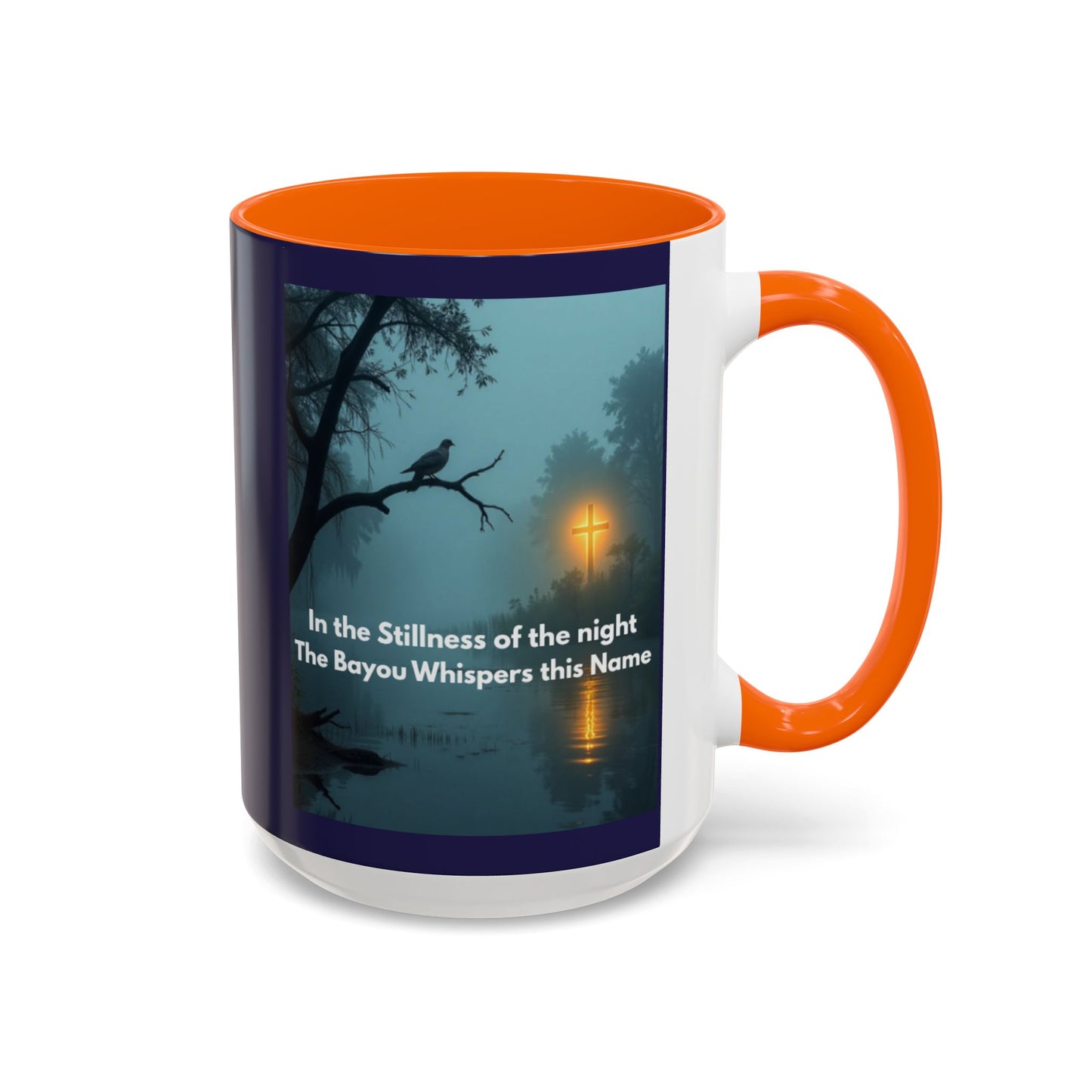 Accent Coffee Mug — Bayou Night Scene with Poetic Quote (11/15oz)