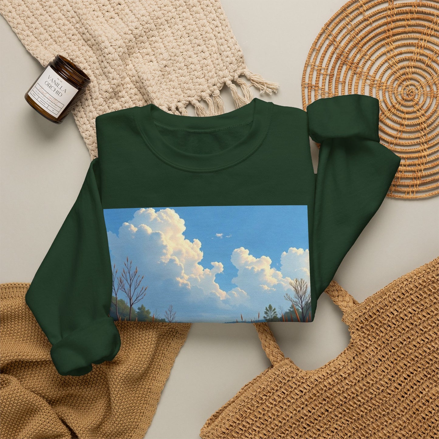 Sweatshirt — Marsh Scene with Lyrics "As I Float Down the Marsh, I Feel God's Grace"