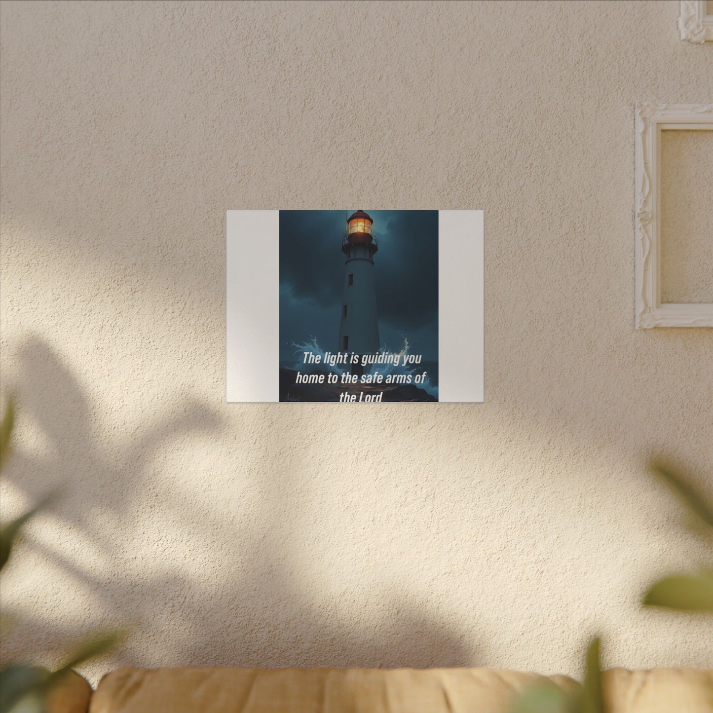 Lighthouse Canvas Print - "The light is guiding you home to the safe arms of the Lord" Inspirational Christian Wall Art