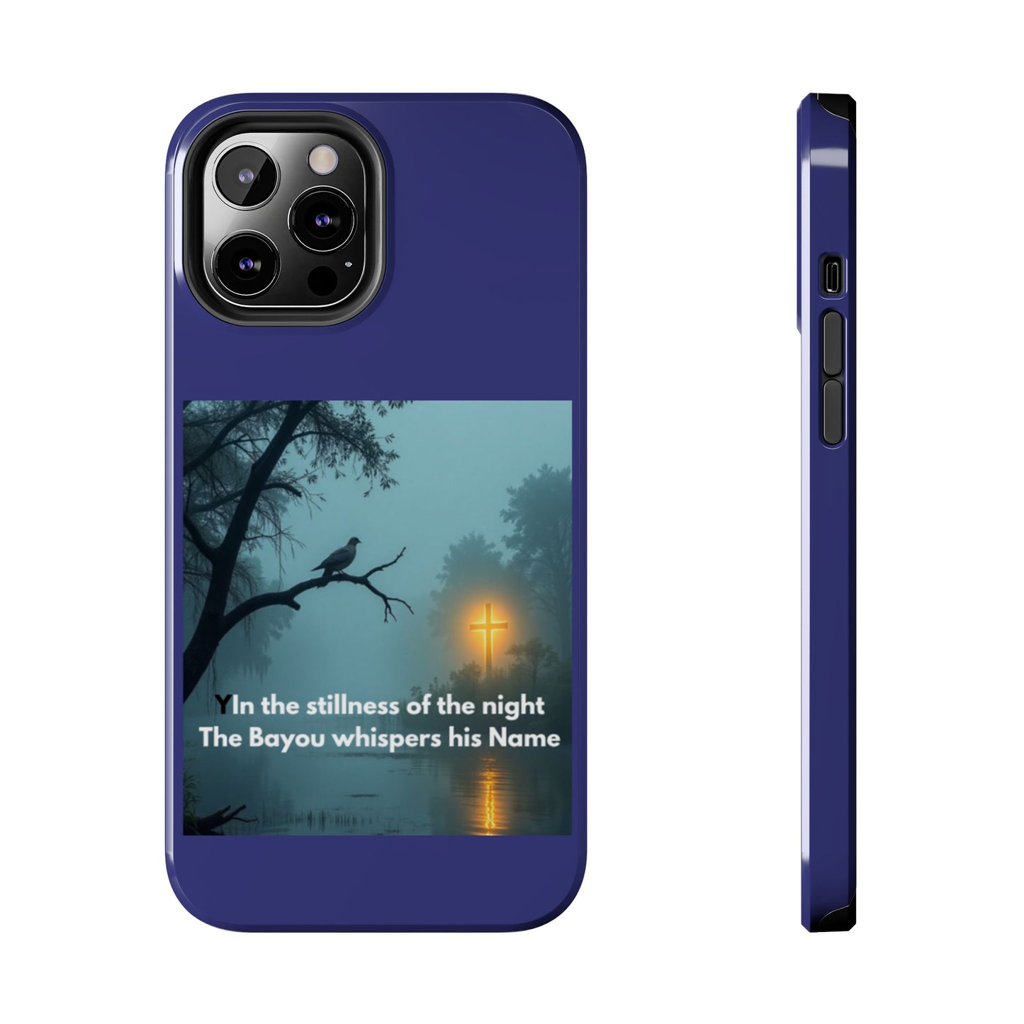 Tough Phone Case — 'In the stillness of the night the Bayou whispers his Name' Moody Bayou Cross Design