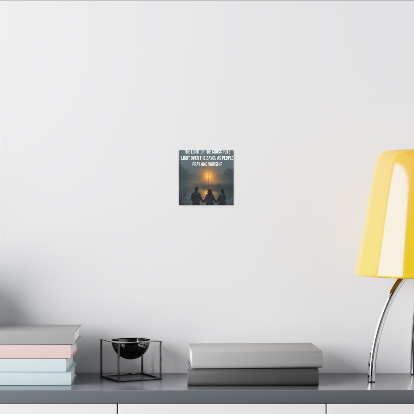 Faith Wall Art Canvas — “The Light of the Cross Puts Light Over the Bayou as People Pray and Worship”