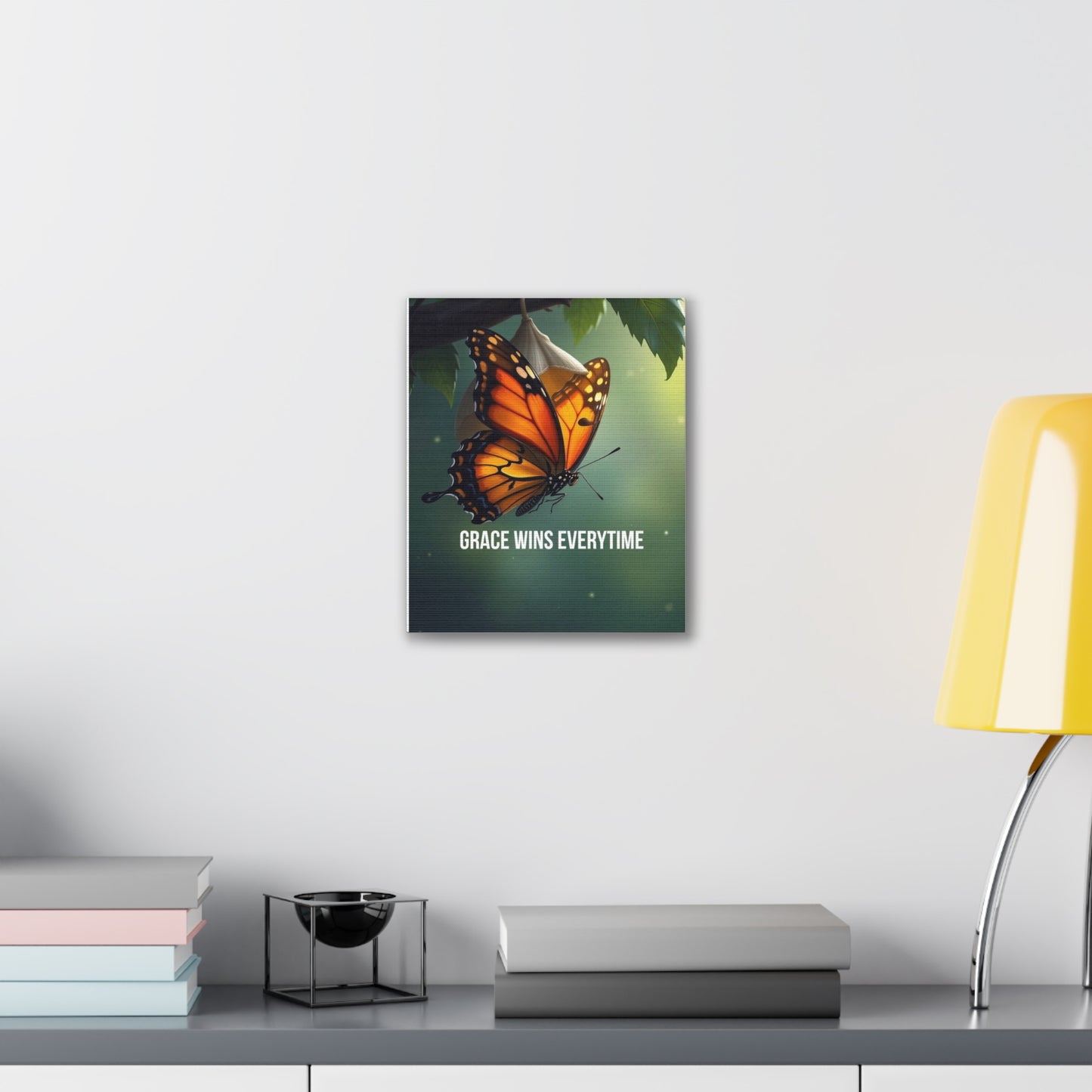 Canvas Print - 'Grace Wins Everytime' Monarch Butterfly Wall Art