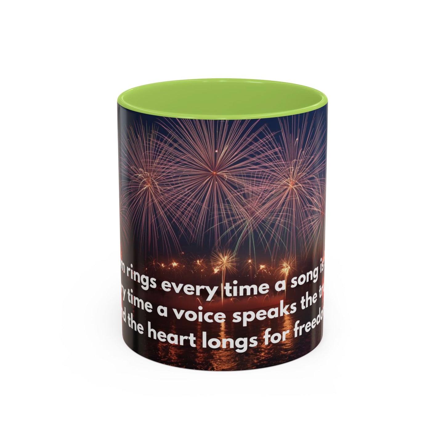 Fireworks Quote Coffee Mug – Inspirational Freedom Verse Accent Mug