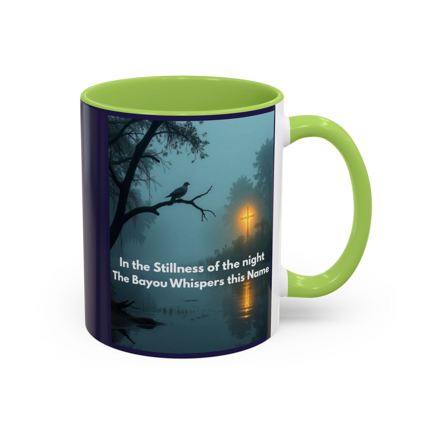 Accent Coffee Mug — Bayou Night Scene with Poetic Quote (11/15oz)