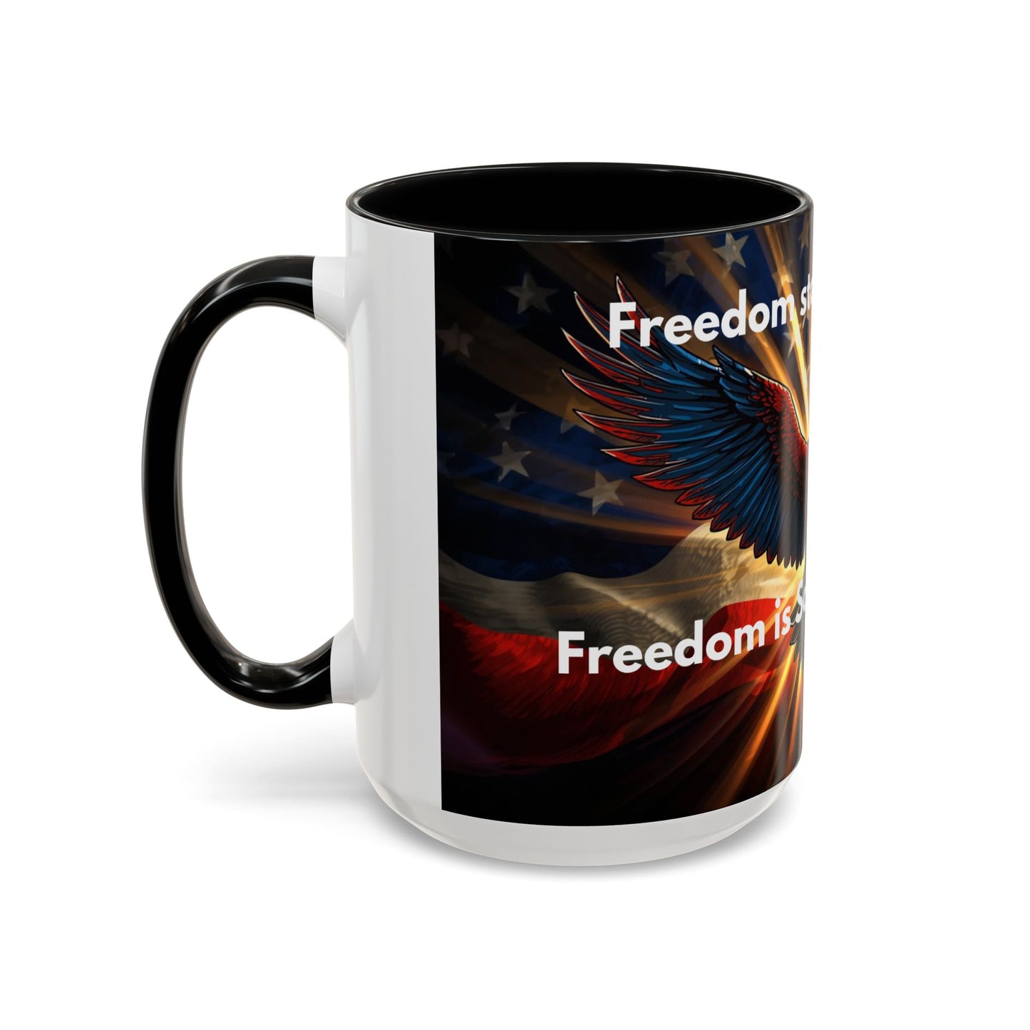 Patriotic Eagle Coffee Mug — "Freedom Stands Strong" Accent 11/15oz