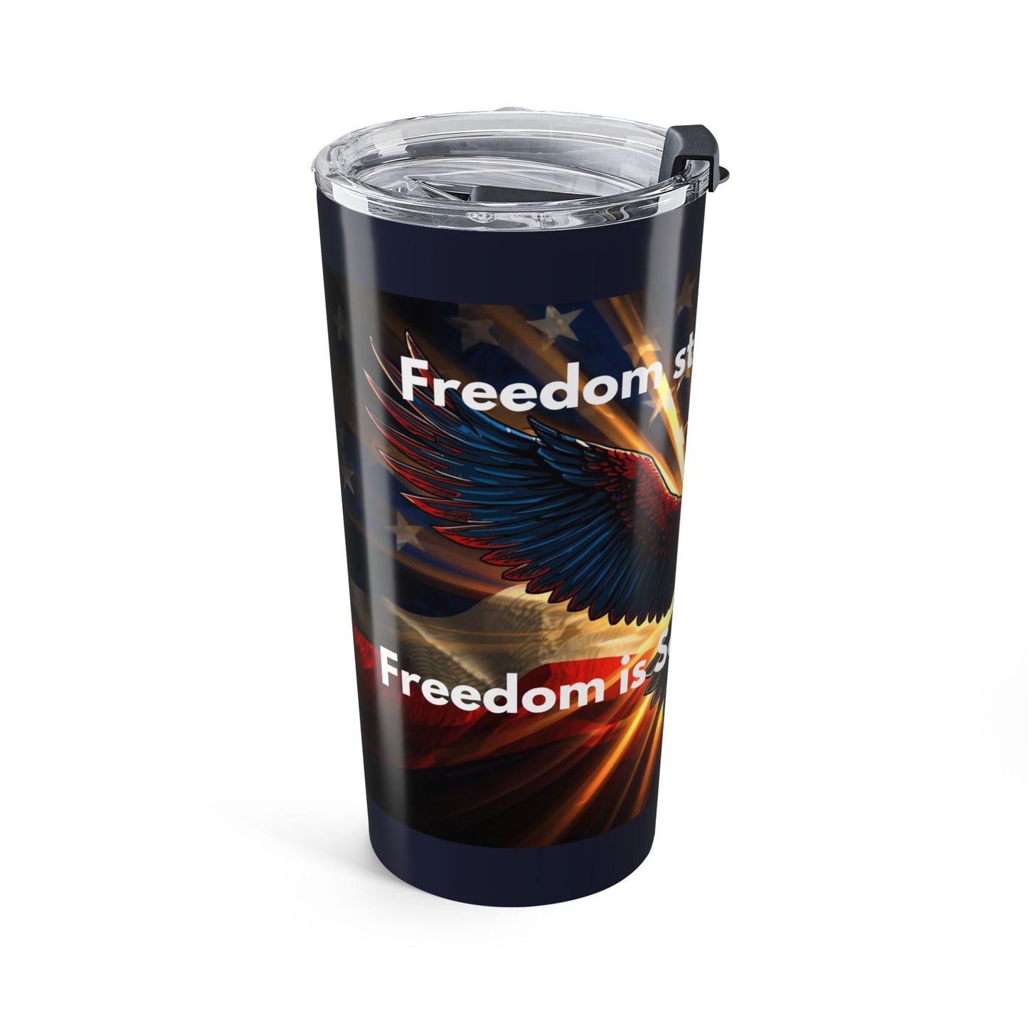 20oz Patriotic Eagle Tumbler – Freedom Flag Design, Inspirational Quote