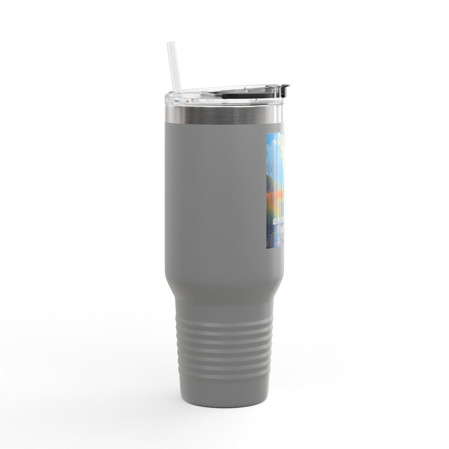 40oz Insulated Travel Mug — Scenic Marsh Landscape with Quote