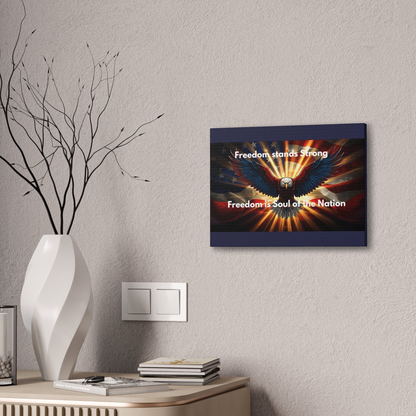 Patriotic Eagle Canvas Print – “Freedom Stands Strong” Wall Art