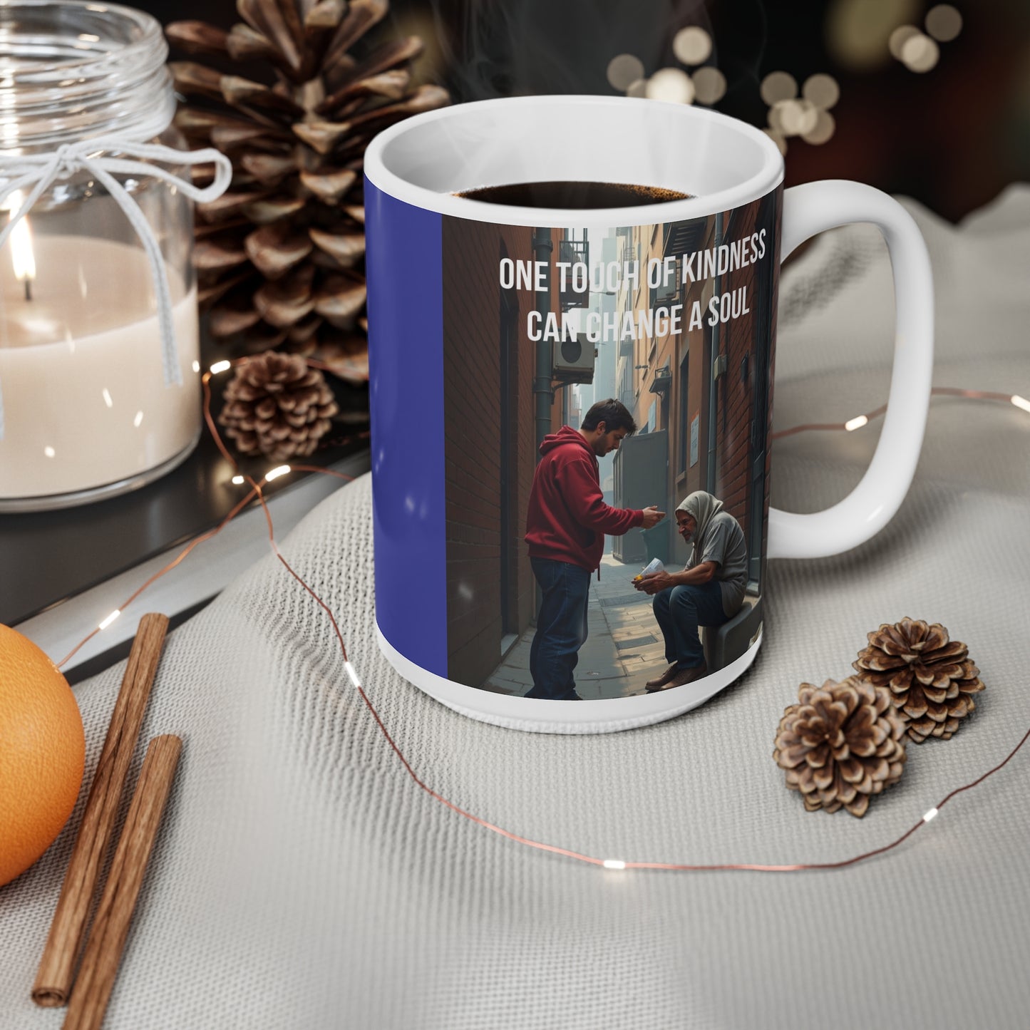 Ceramic Coffee Mug – Bold Navy Blue Accent (11oz & 15oz)