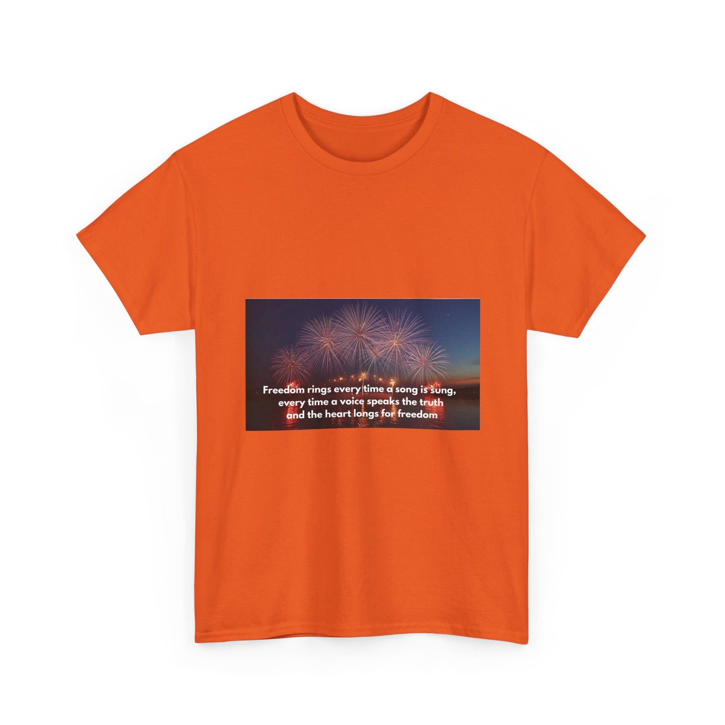 T-Shirt — Patriotic Fireworks Tee with 'Freedom Rings' Quote