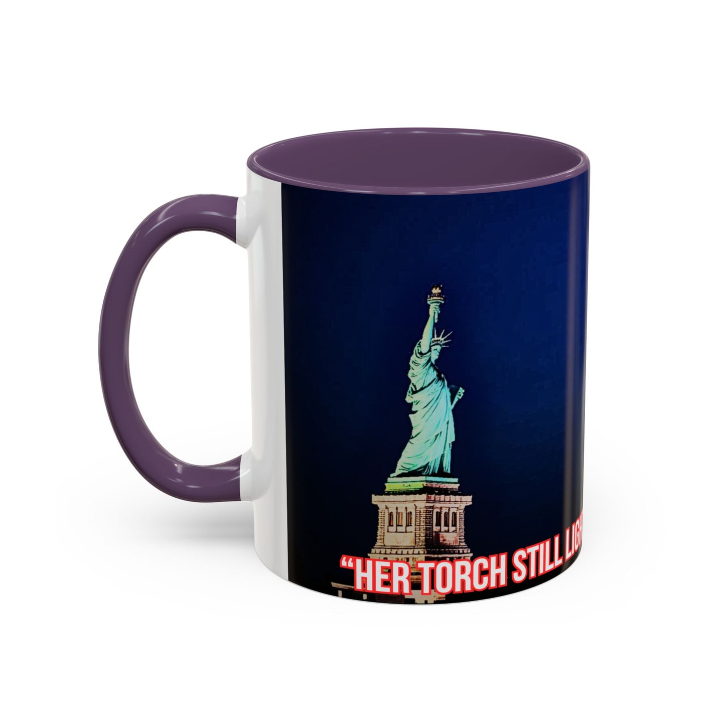 Fireworks Accent Coffee Mug — Inspirational "Lights the Path to Freedom" Design