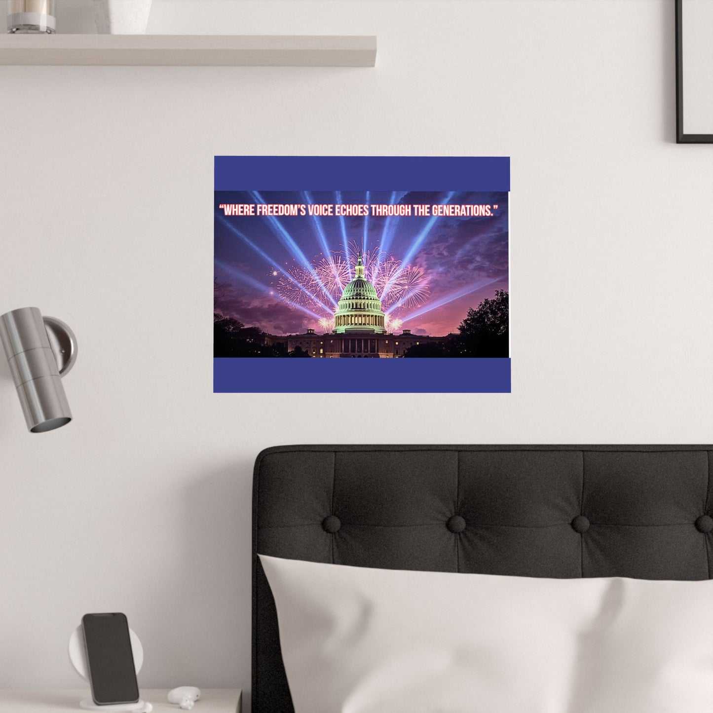 Capitol Fireworks Satin Poster — "Where Freedom's Voice Echoes Through the Generations"