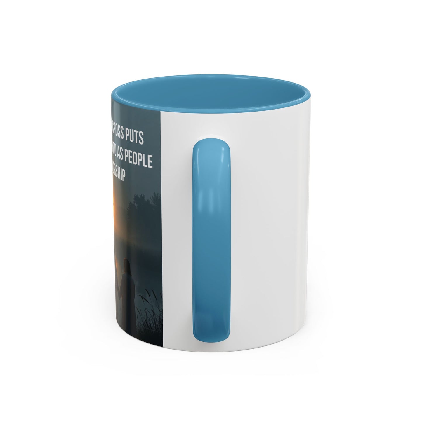 Christian Accent Coffee Mug — “The Light of the Cross” Inspirational Bible Verse Design
