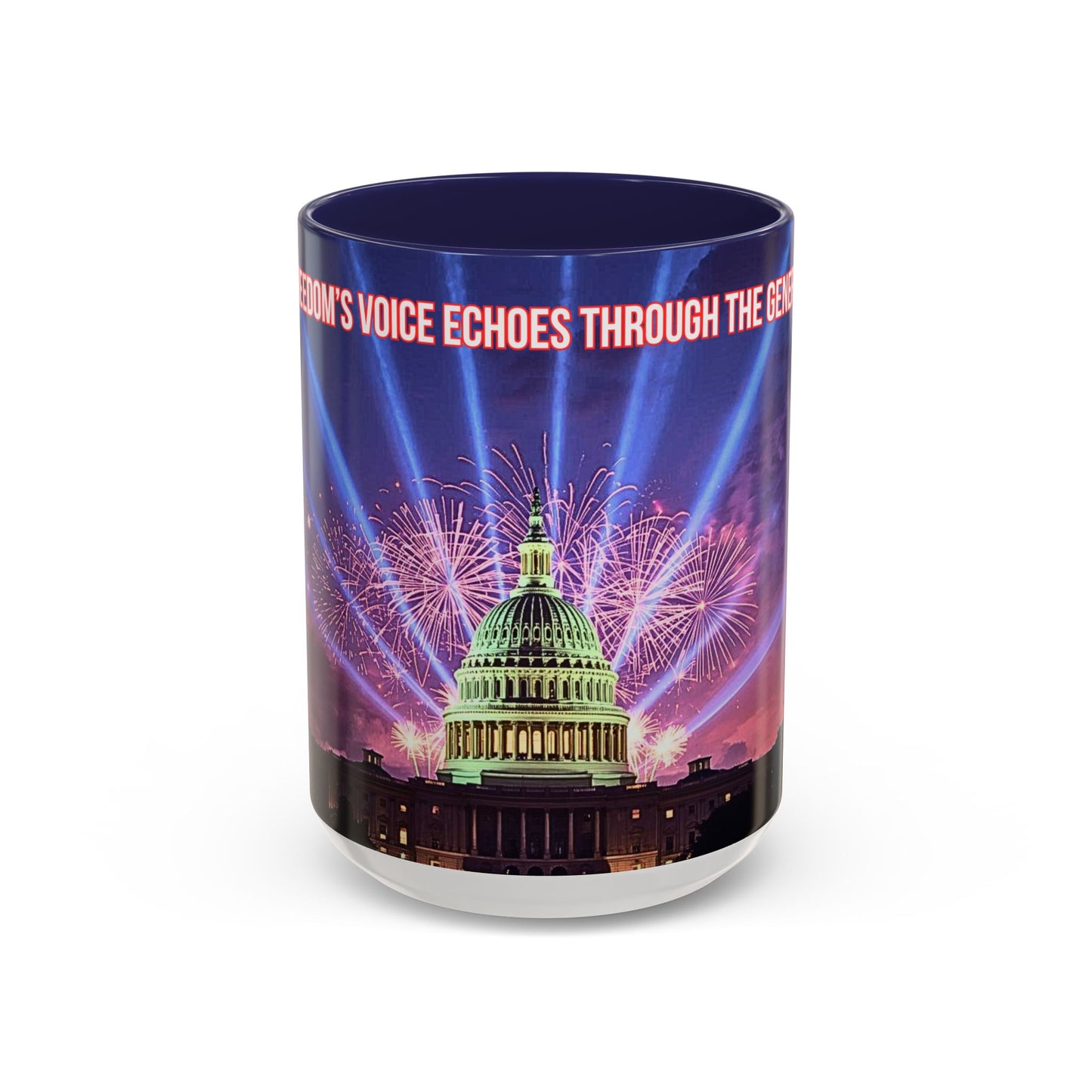 Capitol Fireworks Accent Coffee Mug — Patriotic Washington D.C. Skyline
