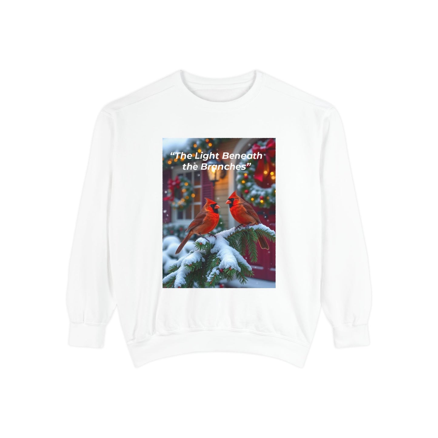 Cozy Garment-Dyed Sweatshirt with Inspirational Cardinal Design - Perfect for Winter, Holidays, Gift for Him/Her, Christmas, Nature Lovers