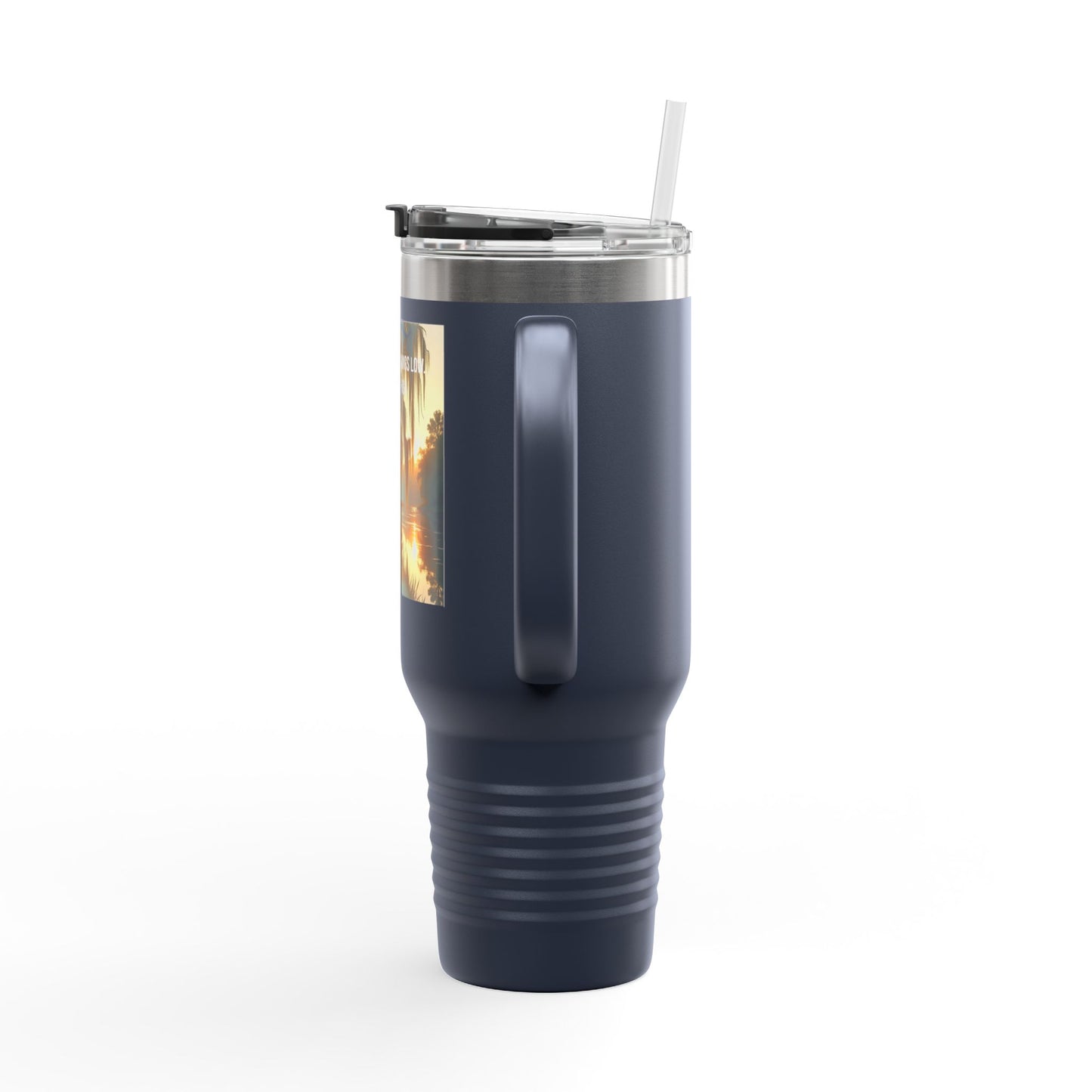 40oz Insulated Travel Mug — Tropical Sunset Faith Design