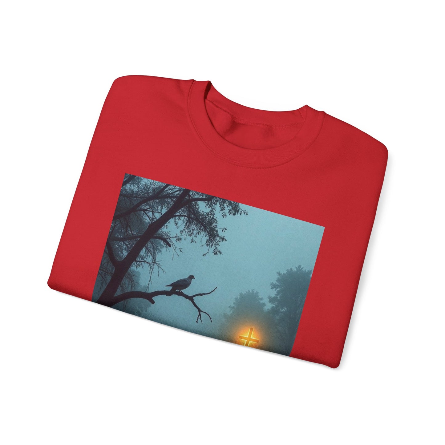 Christian Sweatshirt - "The Cross Stands Tall Over Every Storm" Inspirational Crewneck
