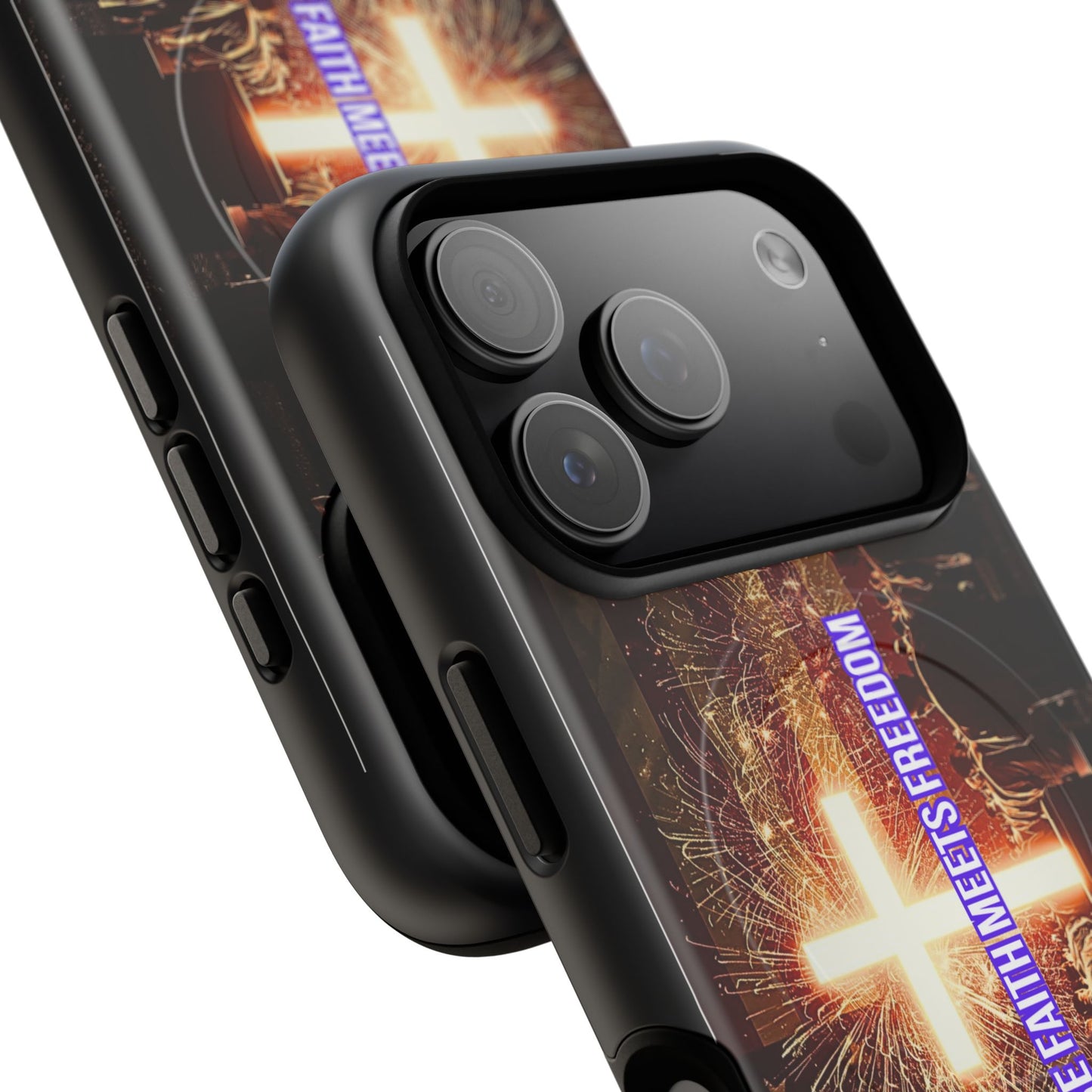 Christian Cross Phone Case - "Where Faith Meets Freedom" Tough Magnetic Case