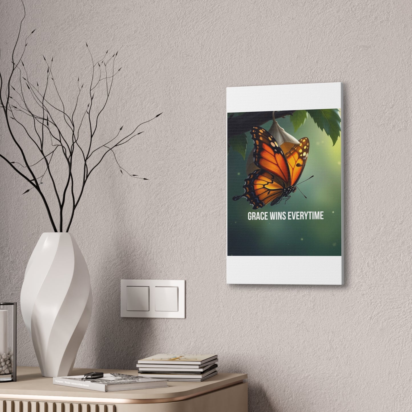 Canvas Print - 'Grace Wins Everytime' Monarch Butterfly Wall Art