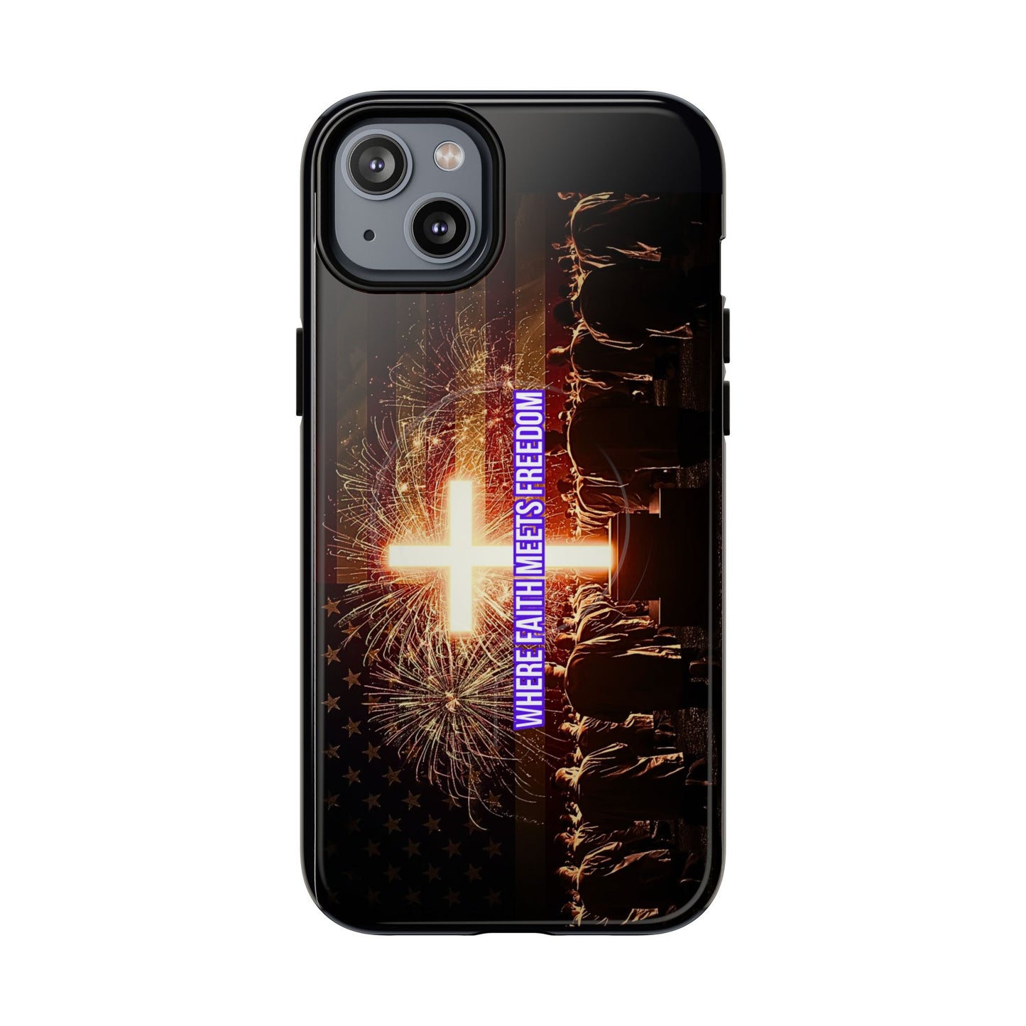 Christian Cross Phone Case - "Where Faith Meets Freedom" Tough Magnetic Case