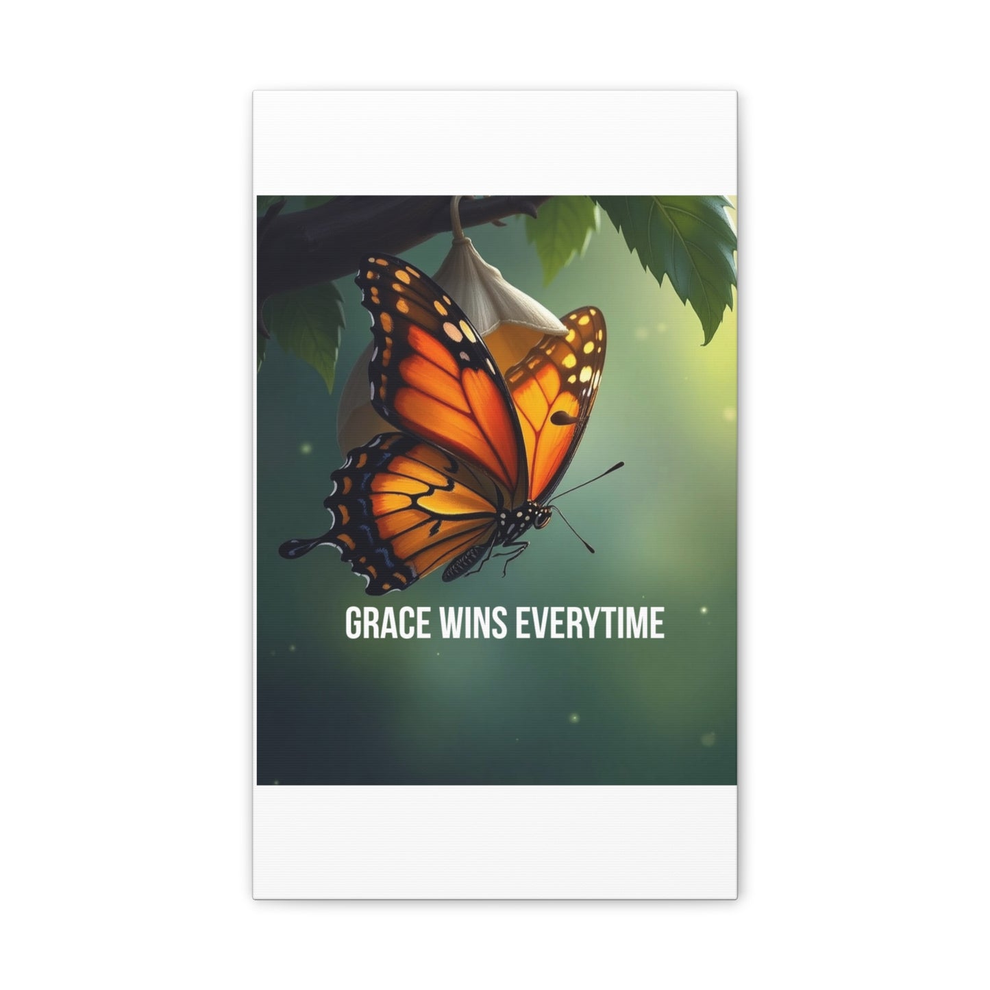 Canvas Print - 'Grace Wins Everytime' Monarch Butterfly Wall Art