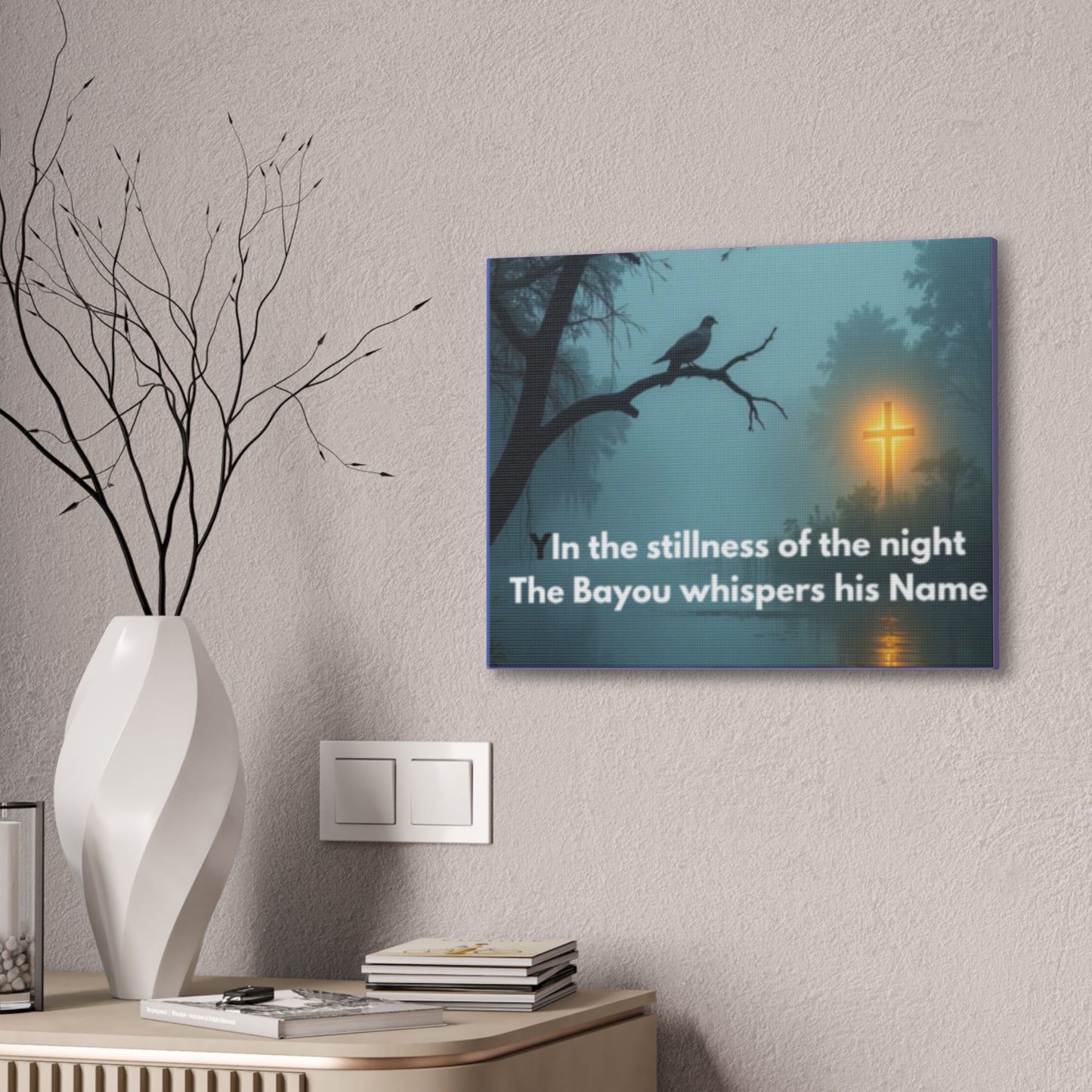 Bayou Night Canvas Wall Art — "In the stillness of the night the Bayou whispers his Name"