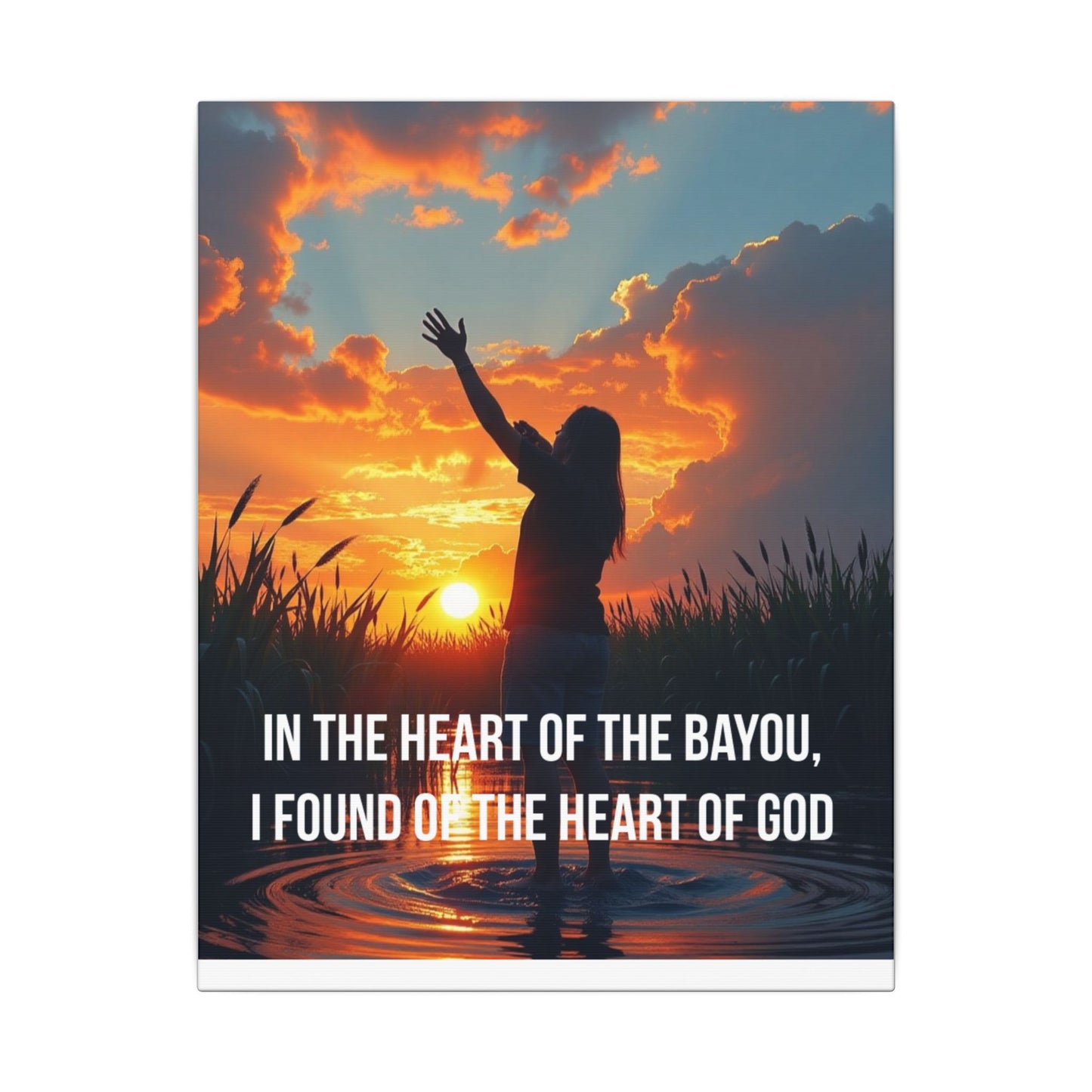 Faith-Inspired Bayou Sunset Canvas - "In the Heart of the Bayou, I Found the Heart of God"
