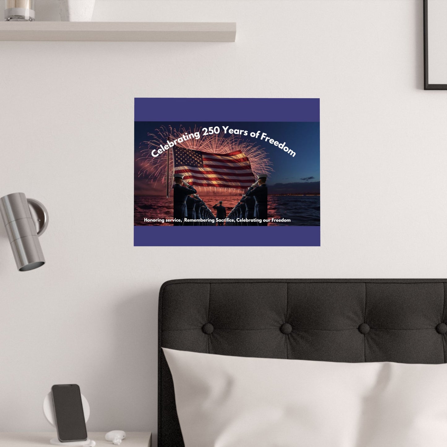 Celebrating 250 Years of Freedom Satin Poster – Patriotic American Flag & Fireworks Memorial Print