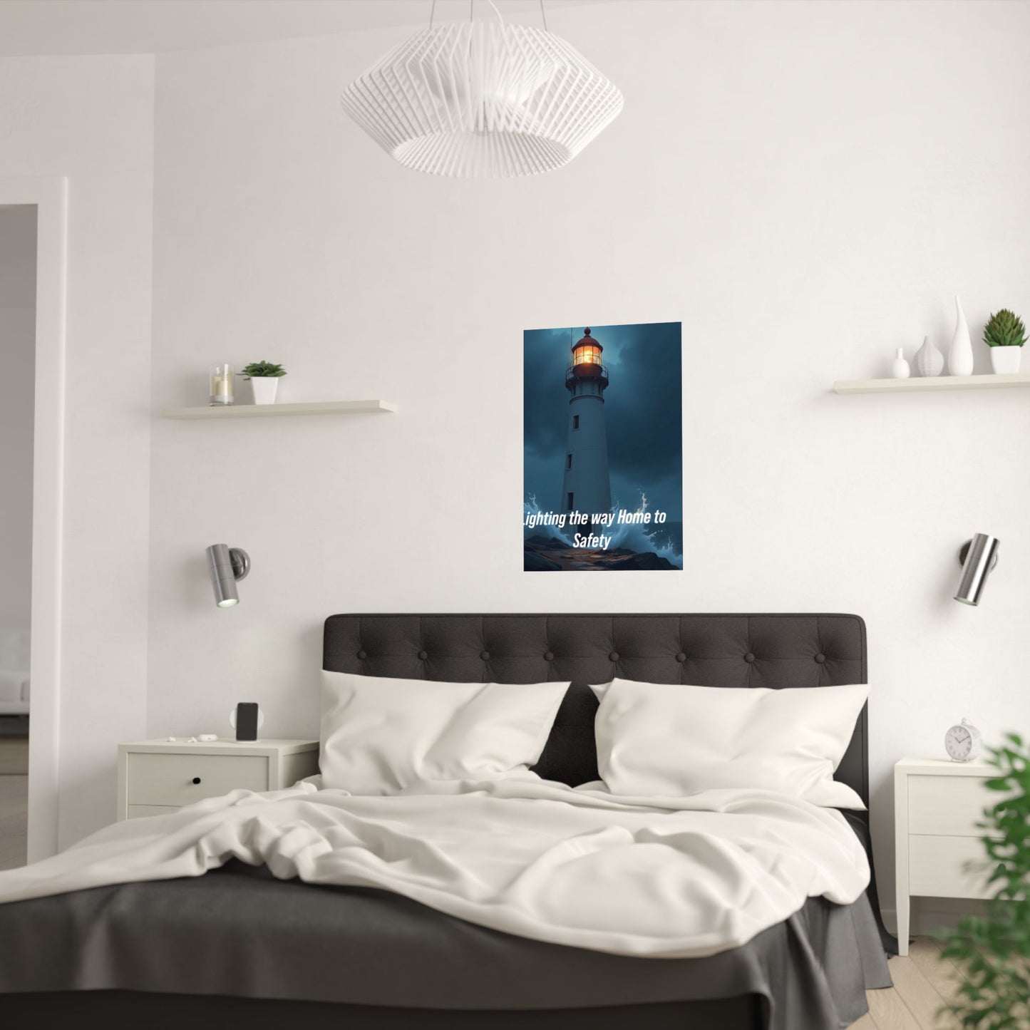Lighthouse Satin Poster - "Lighting the Way Home to Safety" (210gsm)