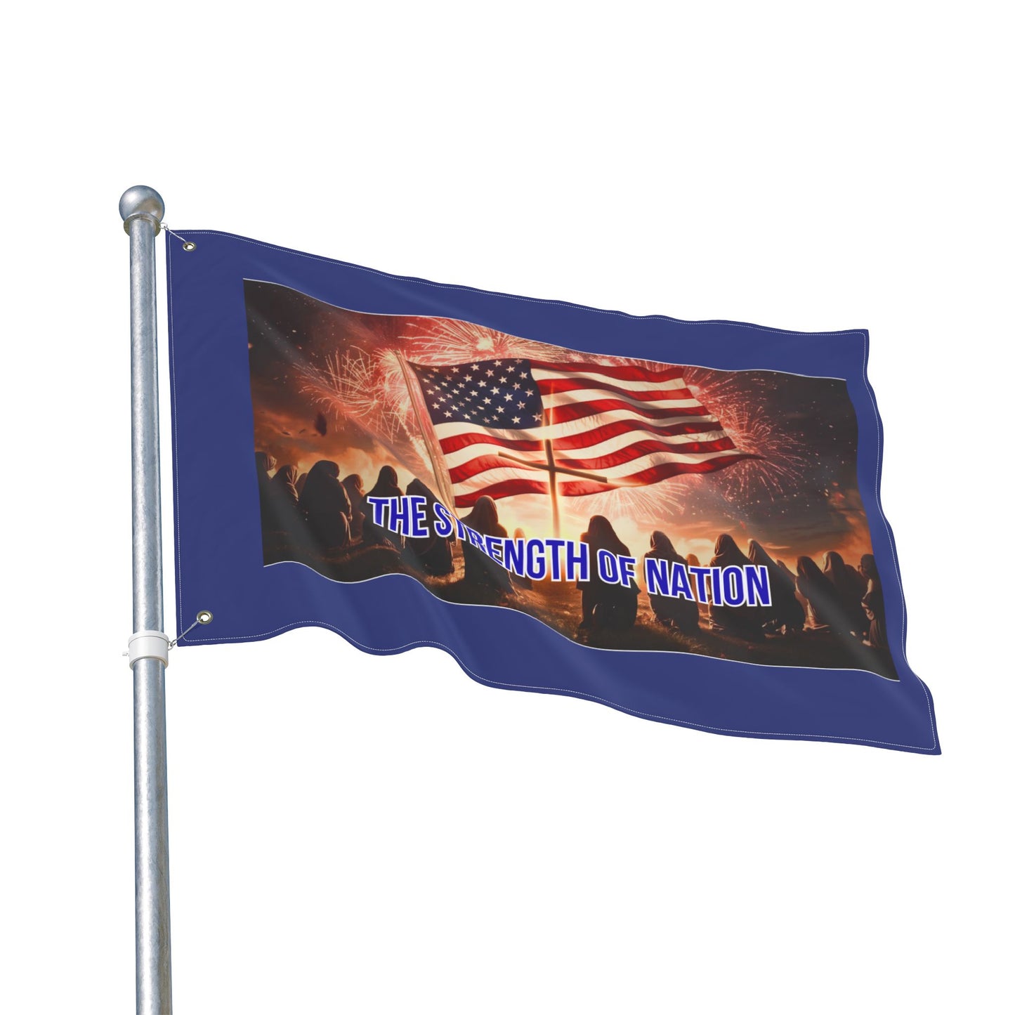 Patriotic Double-Sided Flag - "The Strength of the Nation" Fireworks Memorial Display
