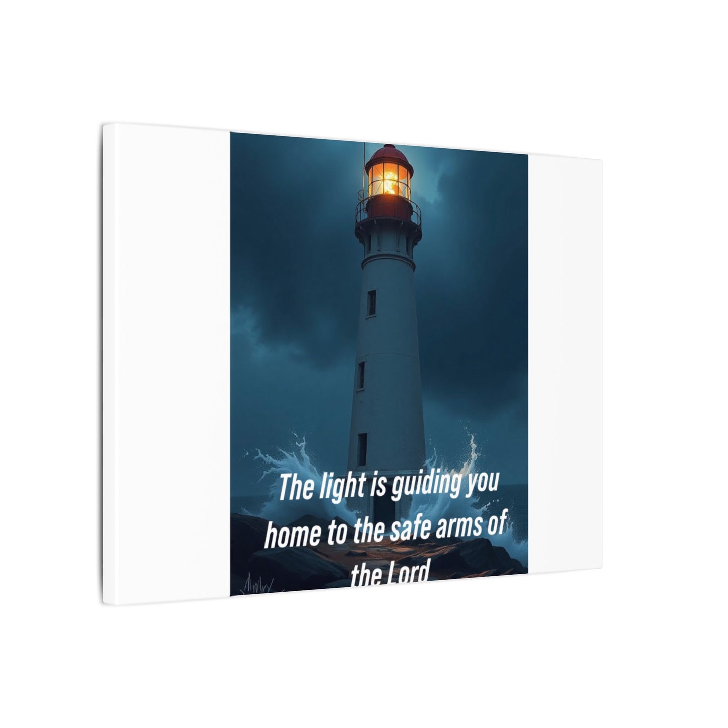 Lighthouse Canvas Print - "The light is guiding you home to the safe arms of the Lord" Inspirational Christian Wall Art