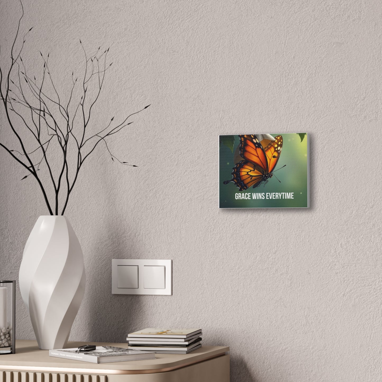 Canvas Print - 'Grace Wins Everytime' Monarch Butterfly Wall Art