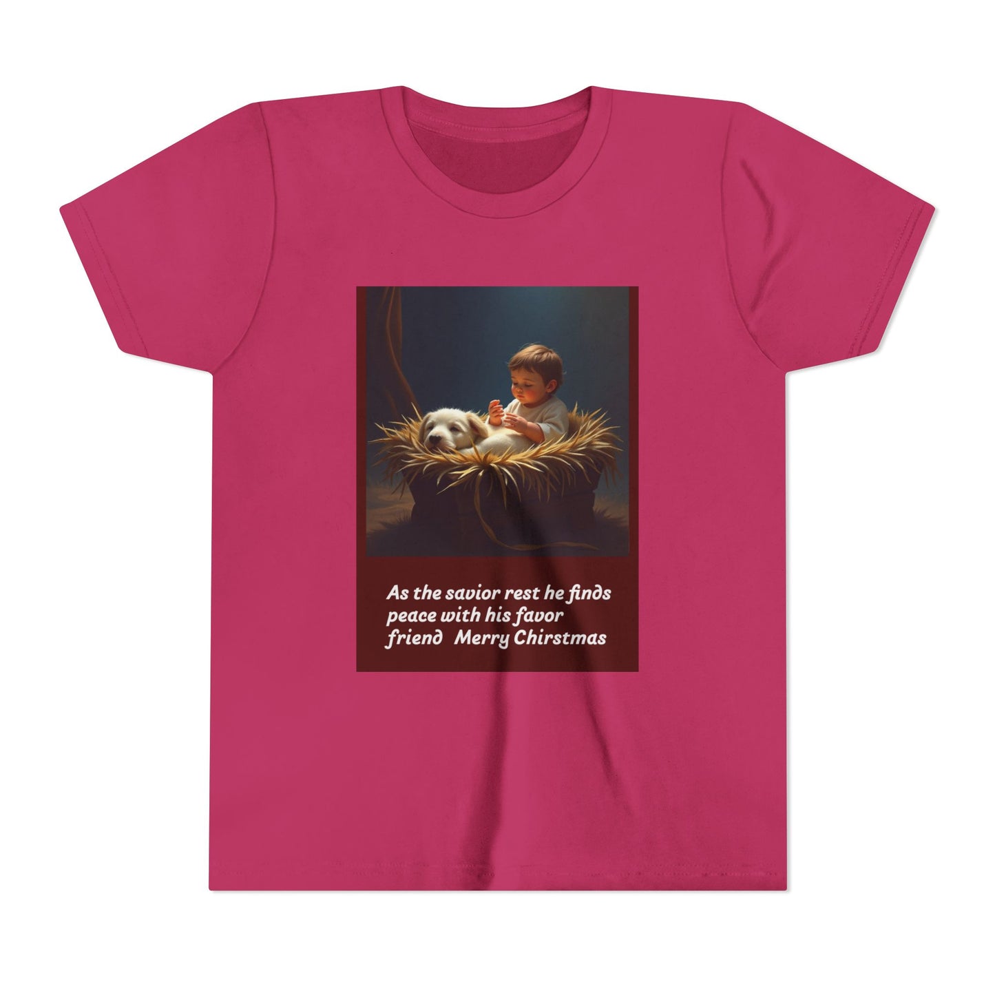 Youth Short Sleeve Tee - Merry Christmas Kid & Panda Design, Holiday Gift, Child's Tee, Cute Christmas Shirt, Winter Apparel