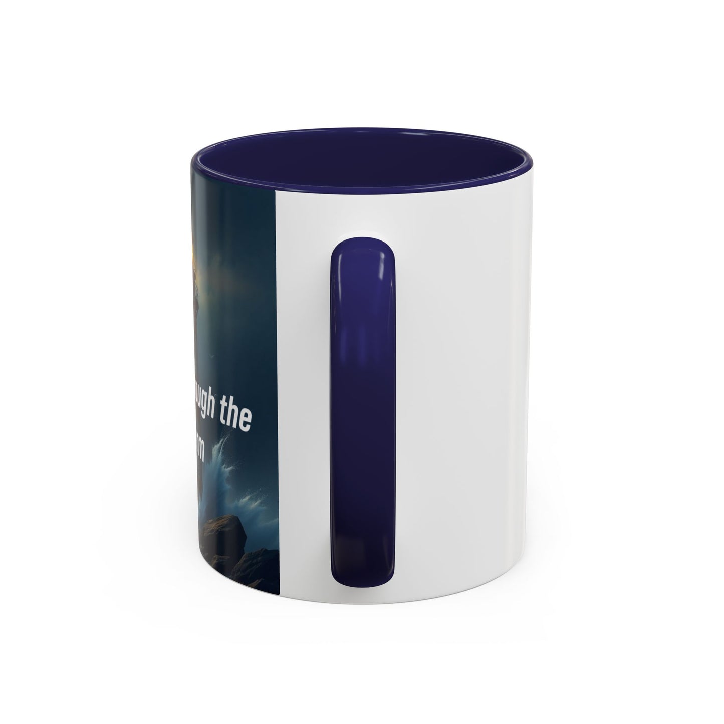 Faith Through the Storm Lighthouse Coffee Mug - Inspirational Ceramic Accent Mug