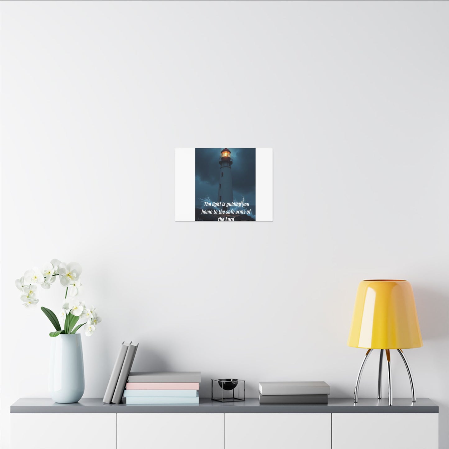 Lighthouse Canvas Print - "The light is guiding you home to the safe arms of the Lord" Inspirational Christian Wall Art