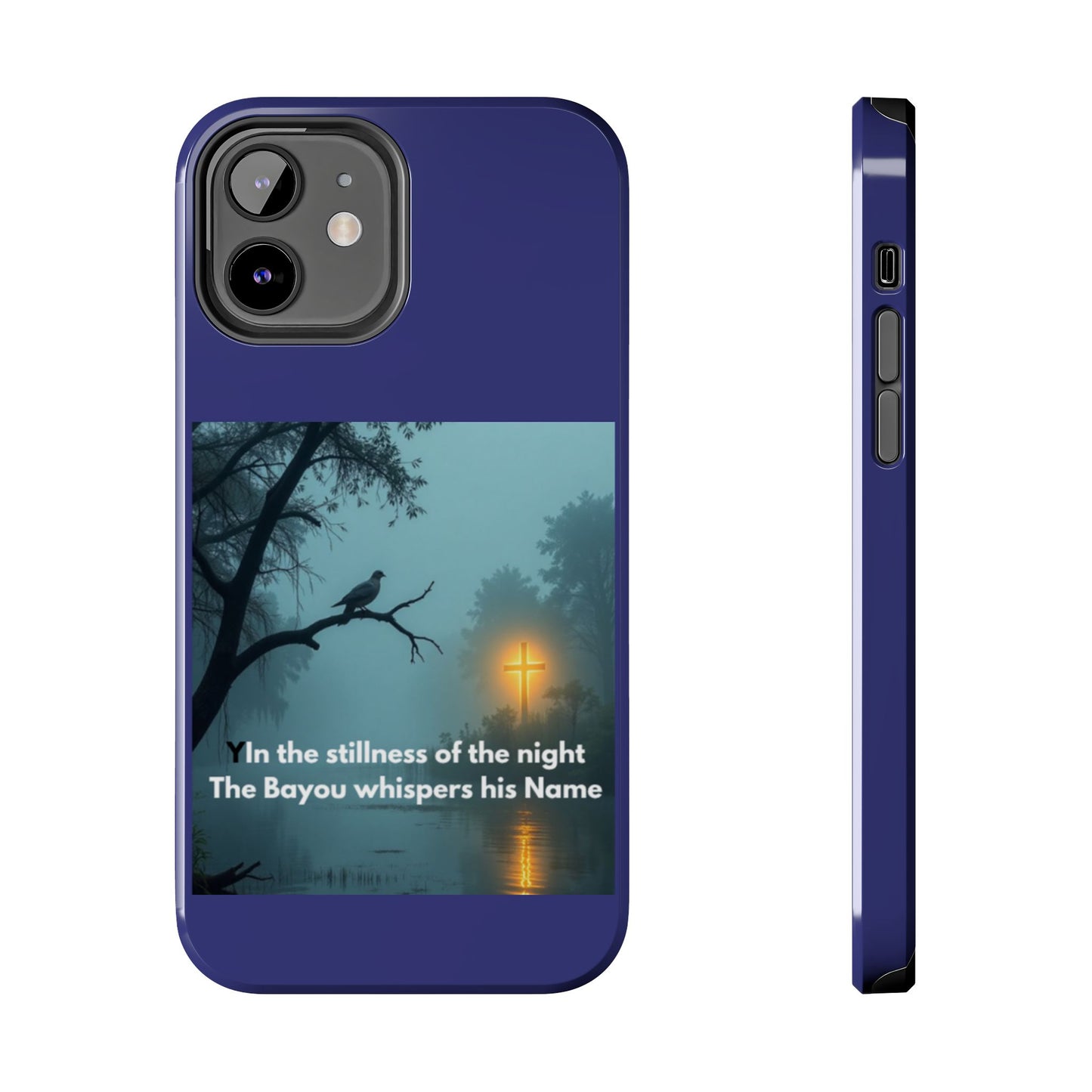 Tough Phone Case — 'In the stillness of the night the Bayou whispers his Name' Moody Bayou Cross Design