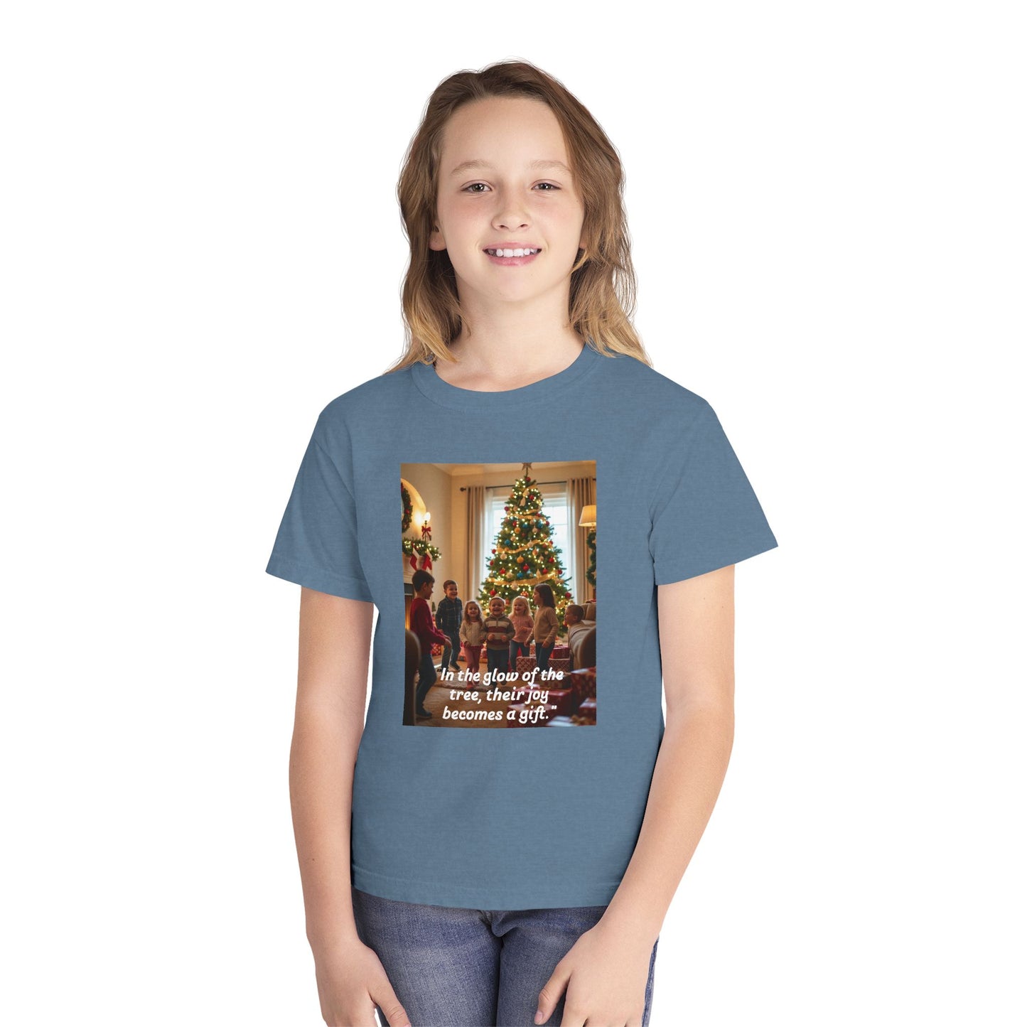 Christmas Youth Midweight Tee, Holiday Gift Shirt, Family Gathering Tee, Seasonal Wear, Festive Joy Apparel